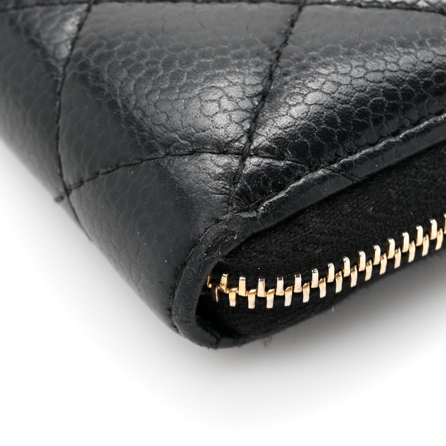 Caviar Quilted Zip Coin Purse Black