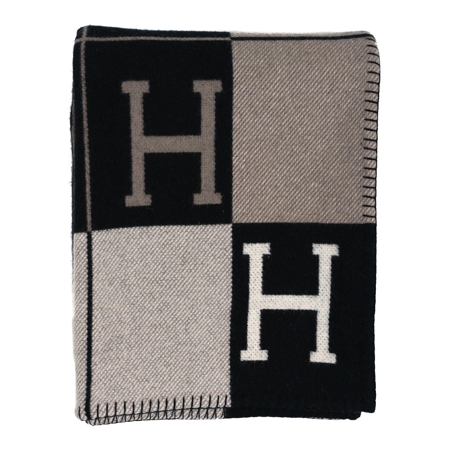 Wool Cashmere Avalon III Blanket Ecru Black