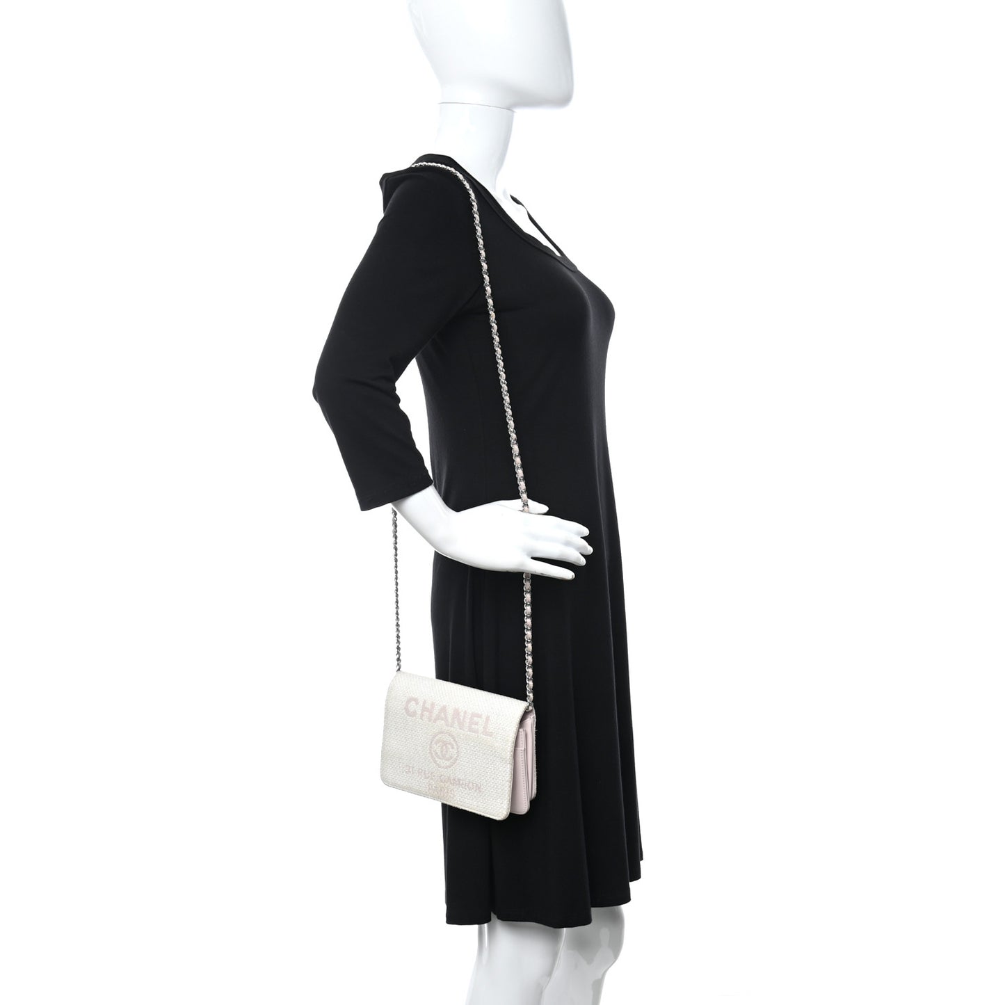 Canvas Deauville Wallet On Chain WOC Pink White