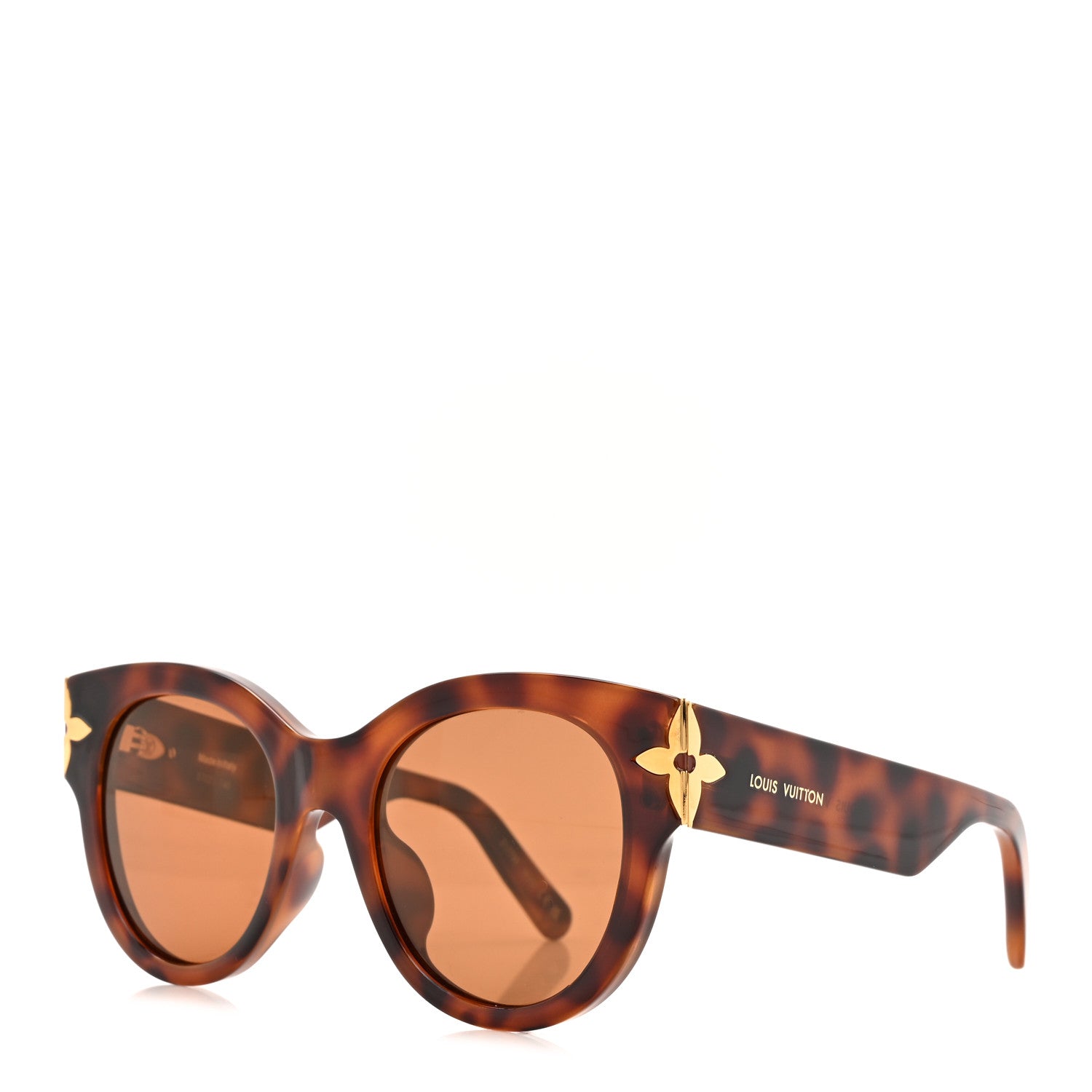 Louis Vuitton Acetate Flower Edge Round Sunglasses Z1778E Tortoise