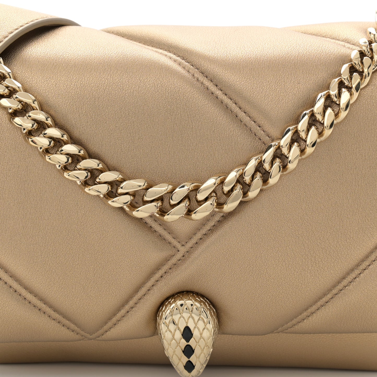 Metallic Calfskin Matelasse Mini Serpenti Cabochon Crossbody Bag Gold