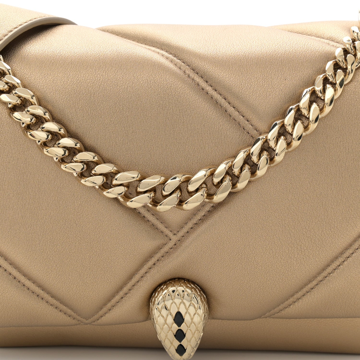 Bulgari Metallic Calfskin Matelasse Mini Serpenti Cabochon Crossbody Bag Gold 8 of 11