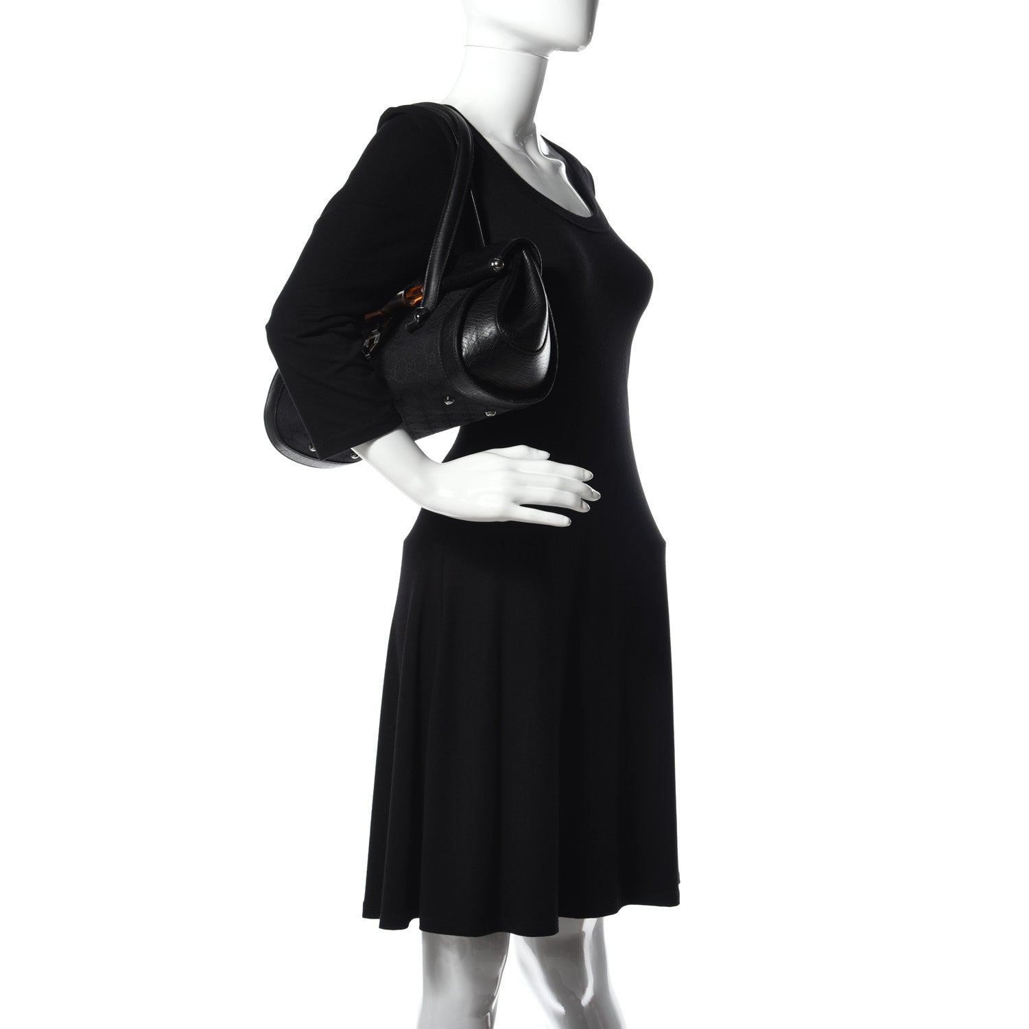 Gucci Monogram Bamboo Bullet Bag Black 2 of 9