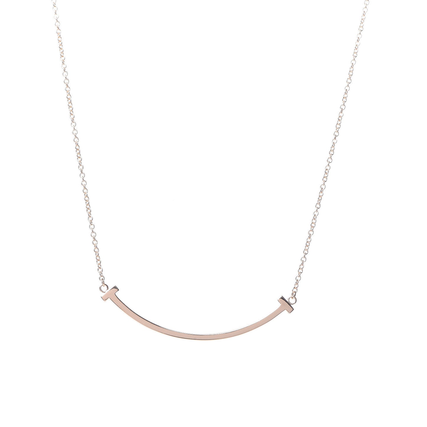 18K Rose Gold Small T Smile Pendant Necklace