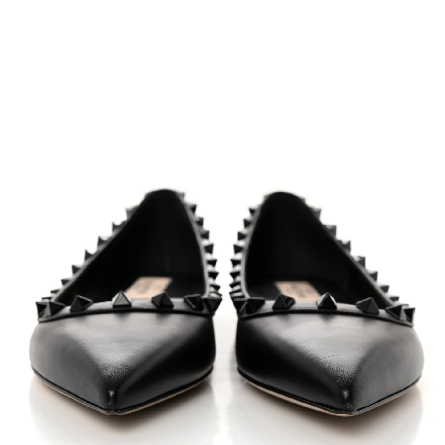 Calfskin Lacquered Monochrome Rockstud Ballerina Flats 37 Black