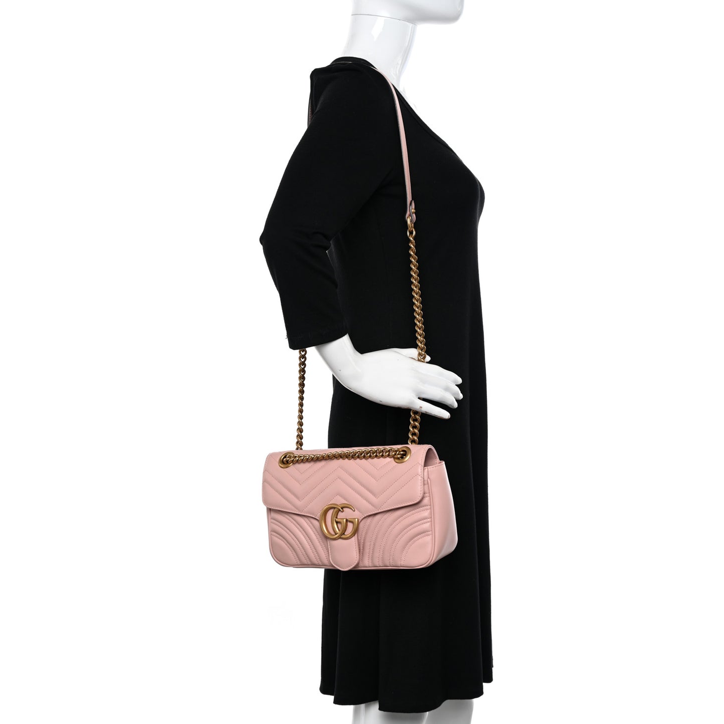 Calfskin Matelasse Small GG Marmont Shoulder Bag Perfect Pink