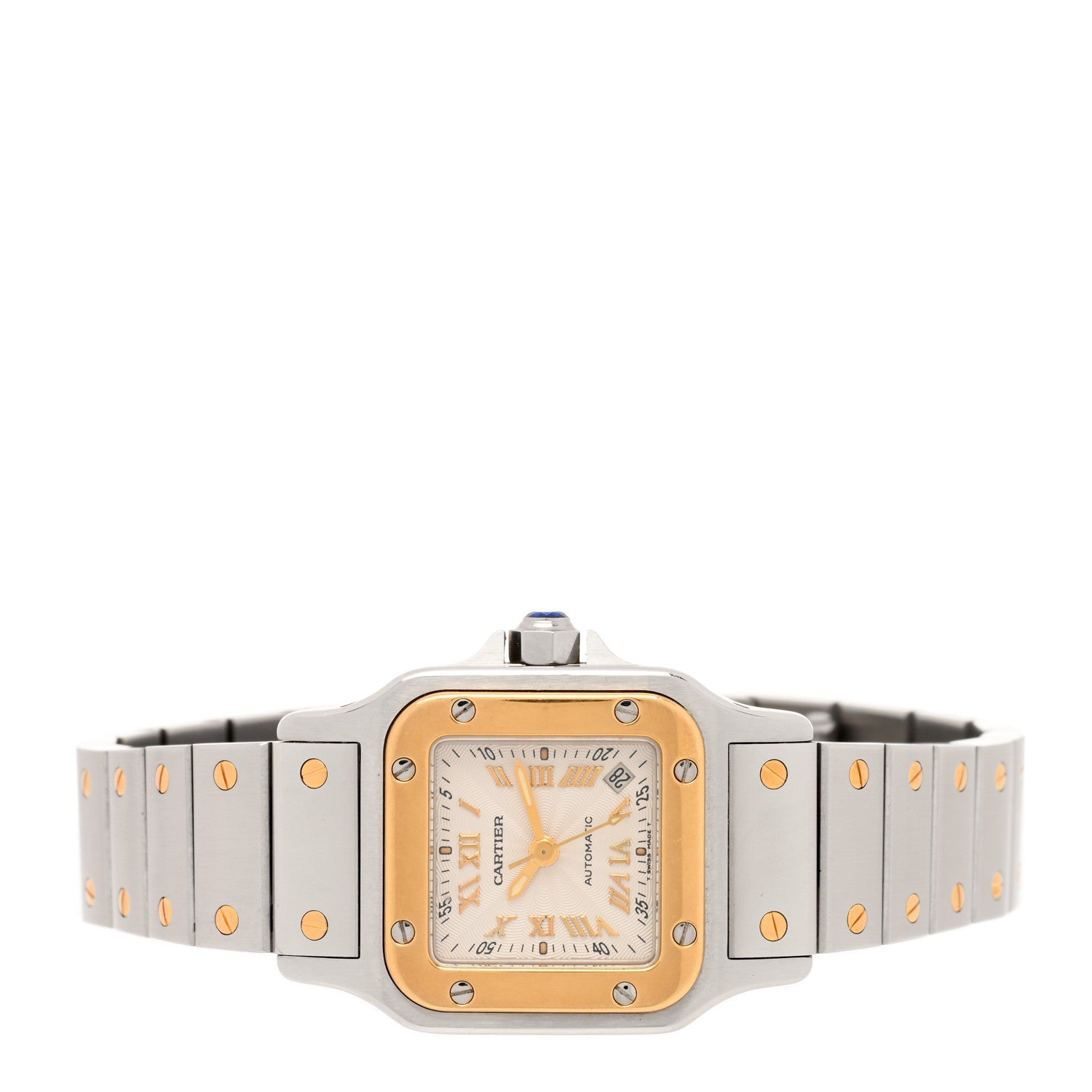 Cartier Stainless Steel 18K Yellow Gold 24mm Santos De Cartier Galbee Automatic Watch 2 of 4