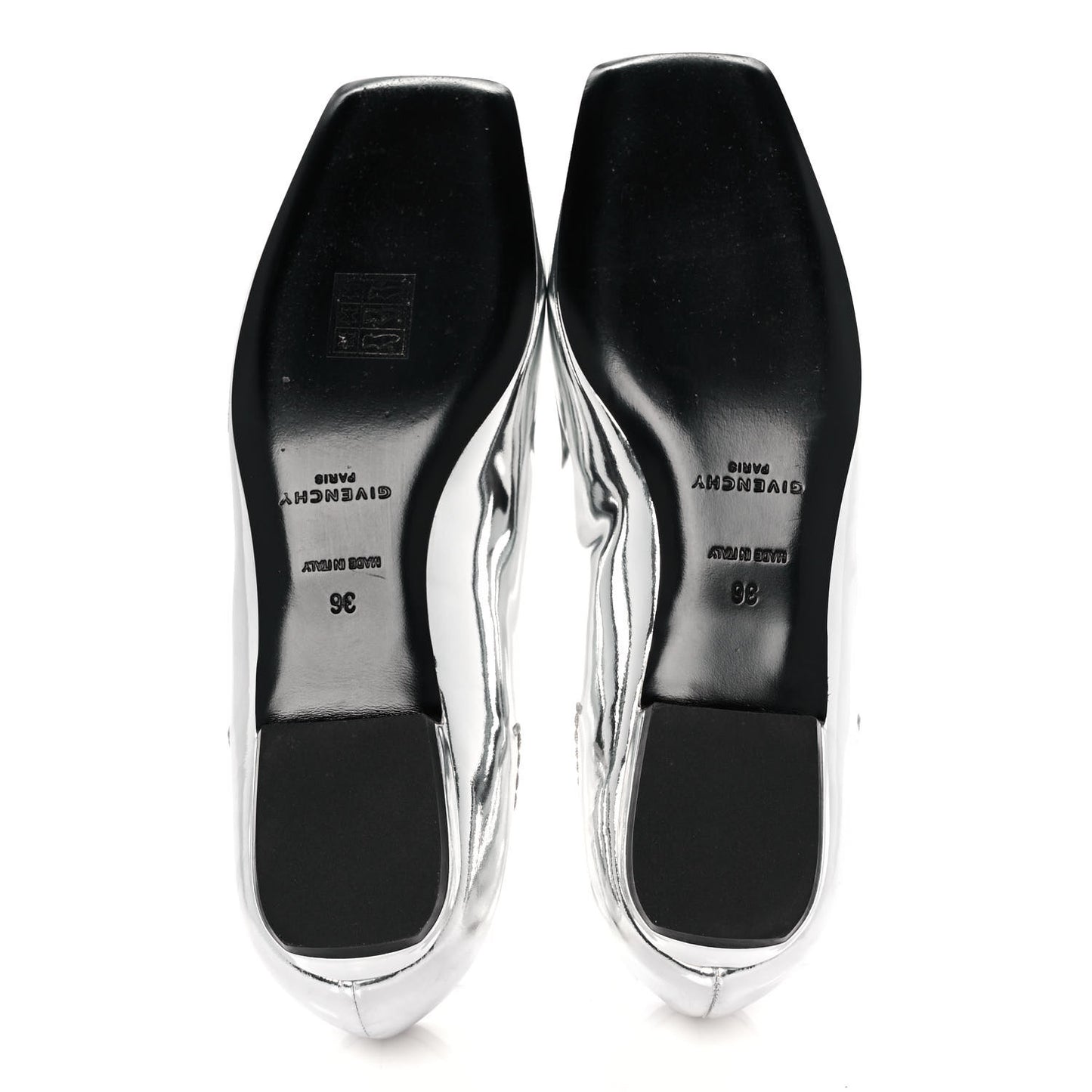 Patent Calfskin Metallic Double G Mystic Loafers 36 Silver
