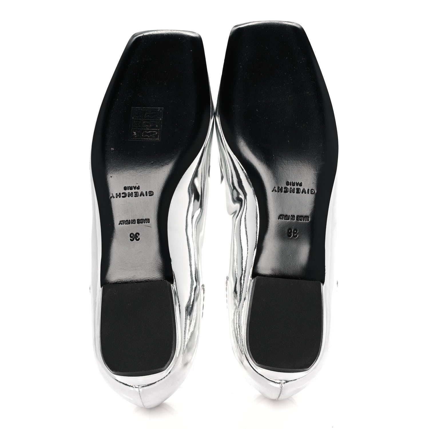 Givenchy Patent Calfskin Metallic Double G Mystic Loafers 36 Silver 5 of 9