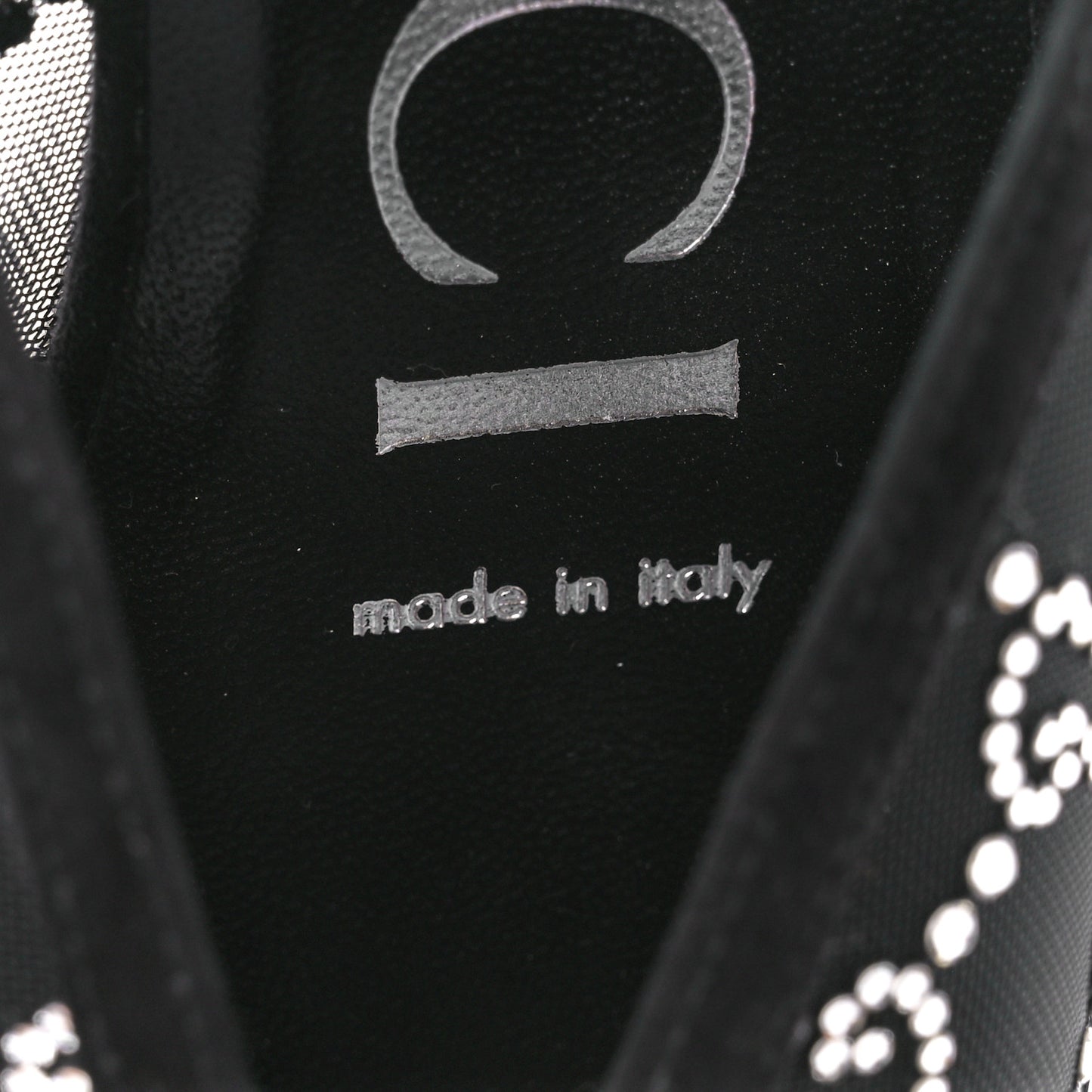 Tela Retino Kid Scamosciato Crystal GG Monogram Square G 95mm Slide Sandals 38 Black