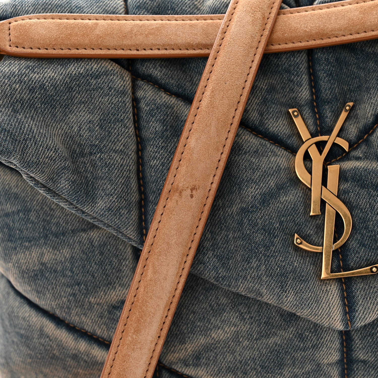 Saint Laurent Denim Quilted Medium Loulou Puffer Monogram Chain Satchel Blue Cinnamon 11 of 11