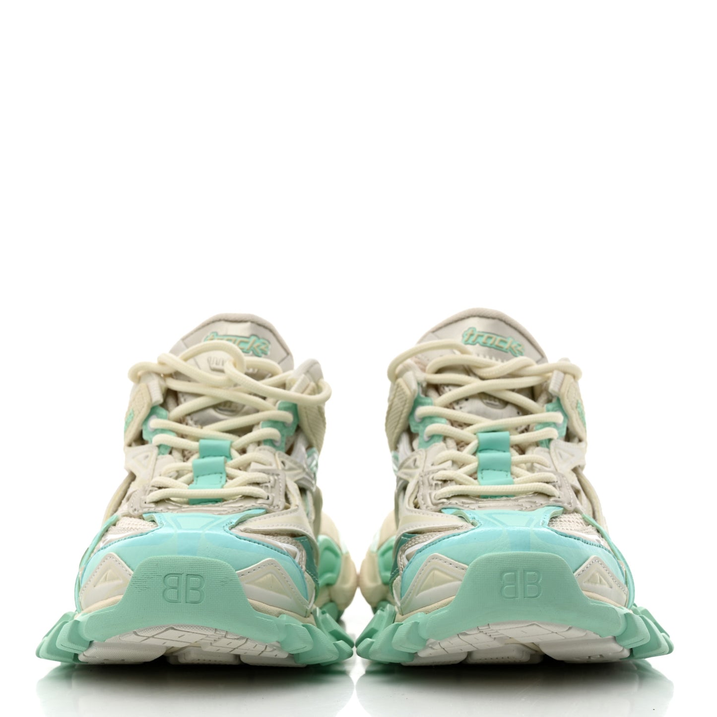 Rubber Mesh Tri-Color Womens Track.2 Open Sneakers 36 Mint Light Beige Grey