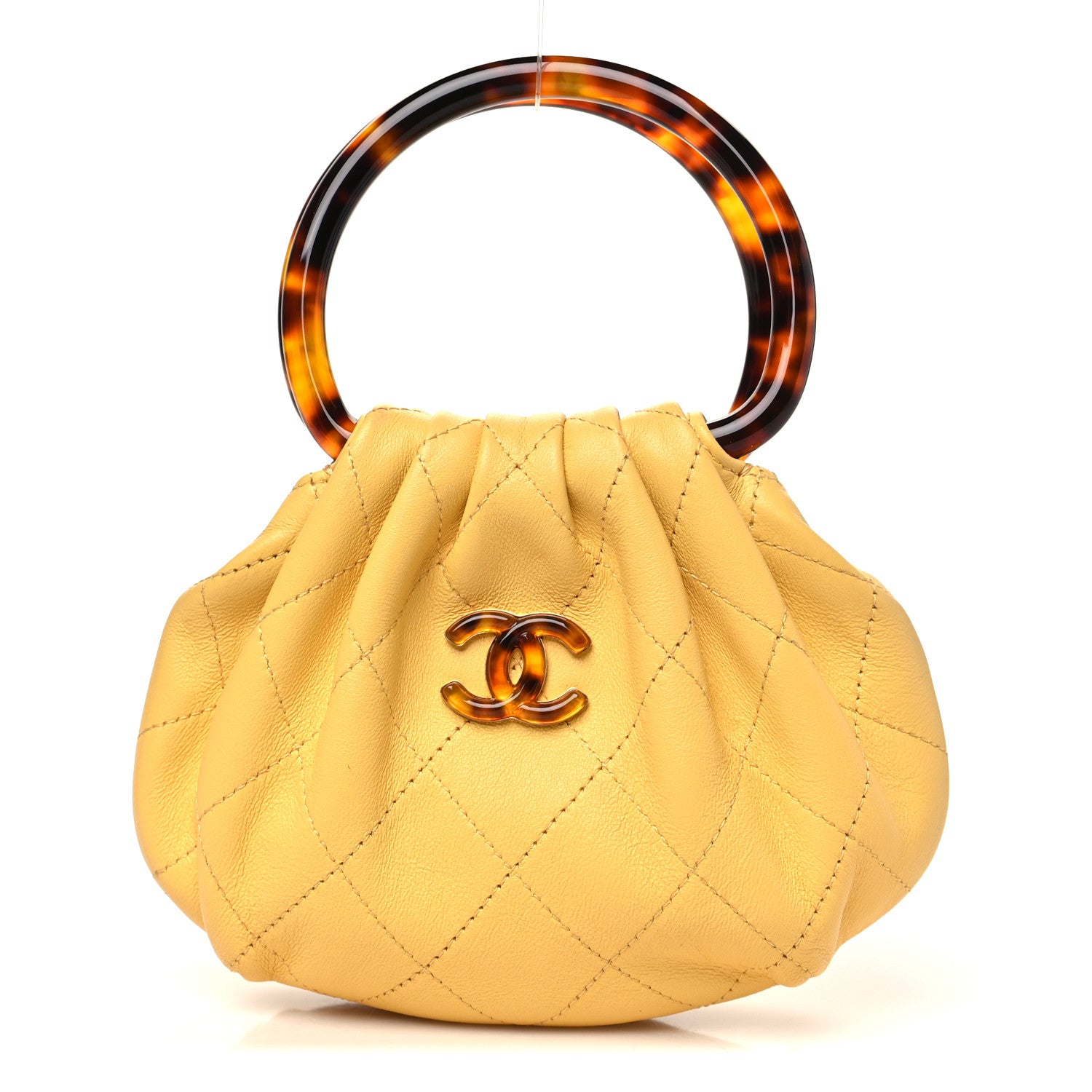 Chanel Lambskin Plexiglass Tortoise Shell Quilted Mini Pouch