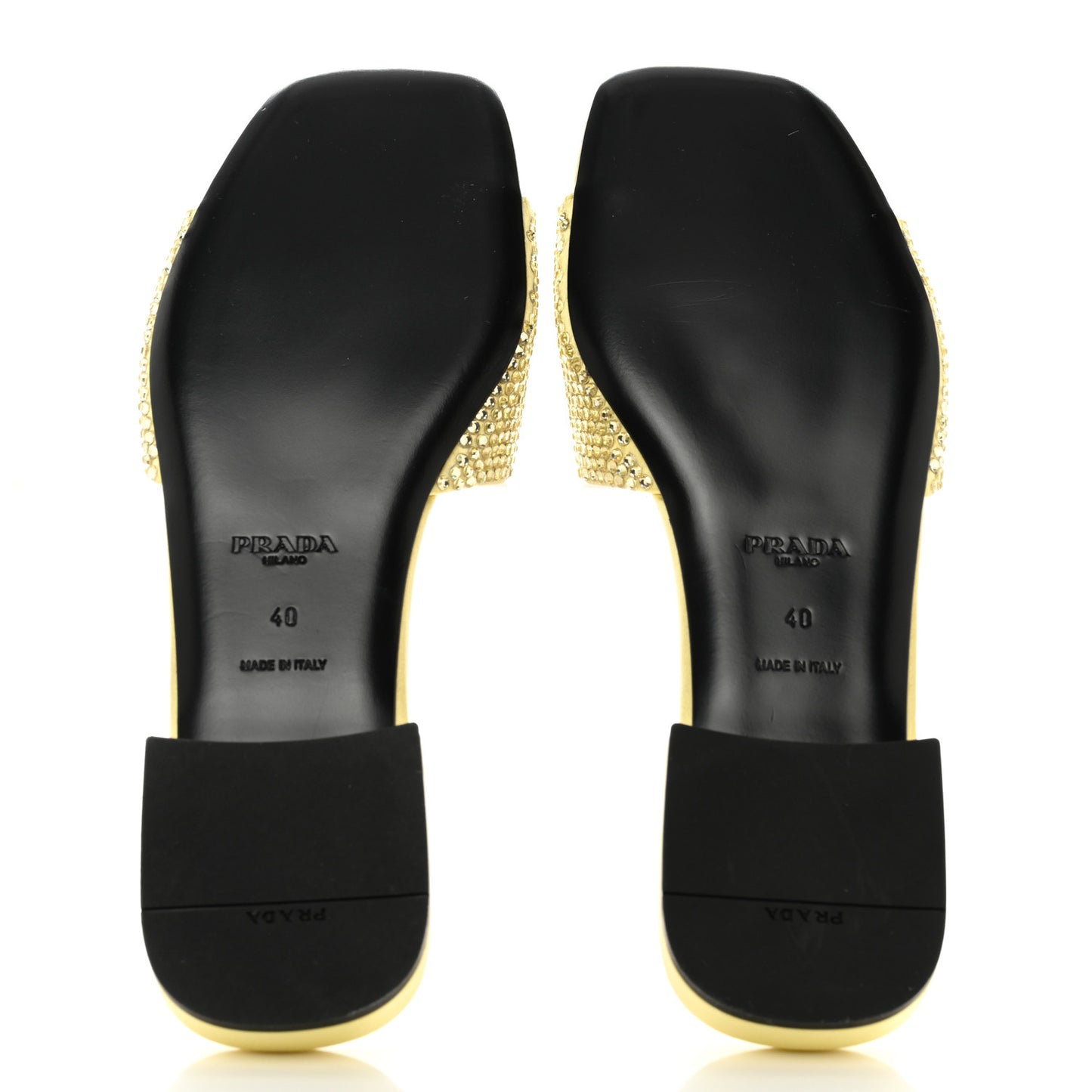 Satin Crystal Logo 10mm Slide Sandals 40 Ananas