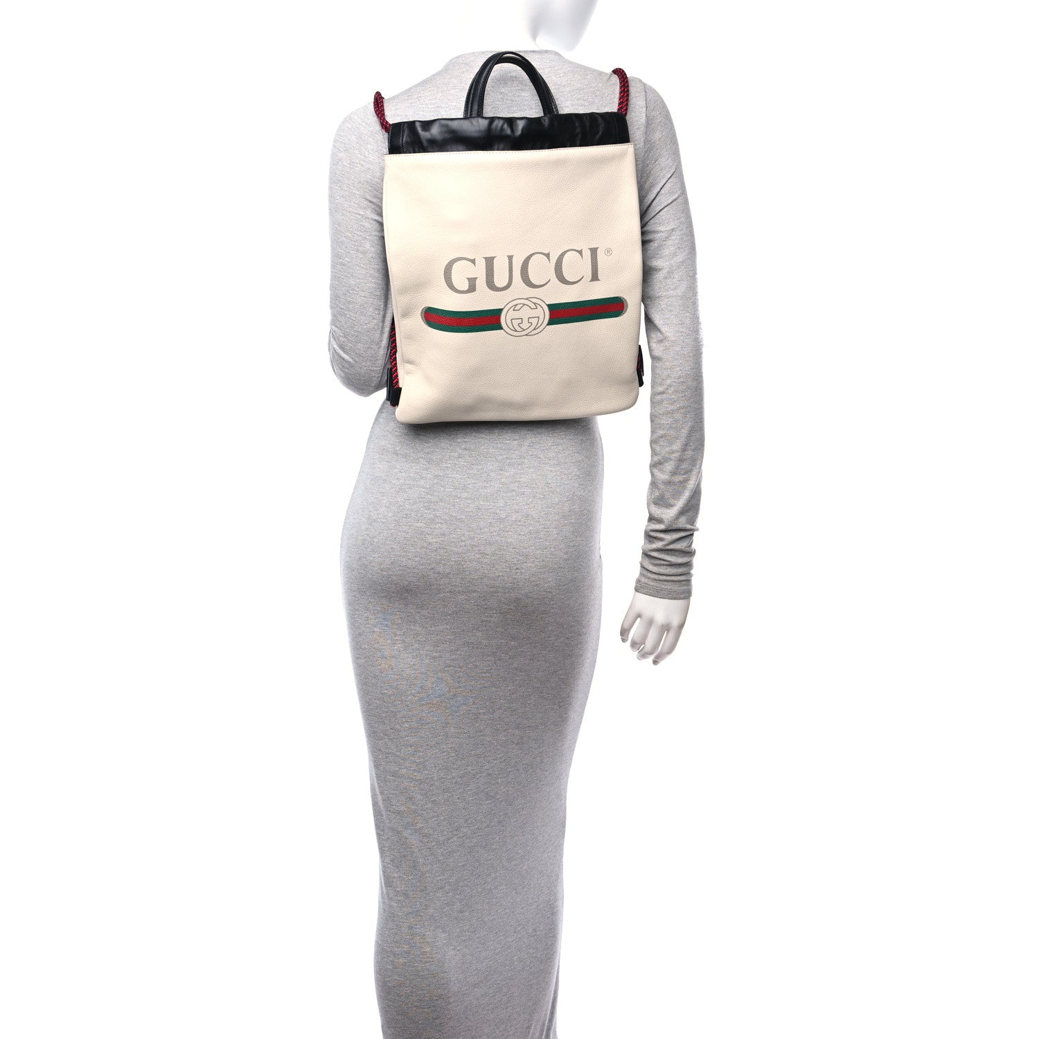 Gucci Calfskin Logo Drawstring Backpack Mystic White 2 of 11