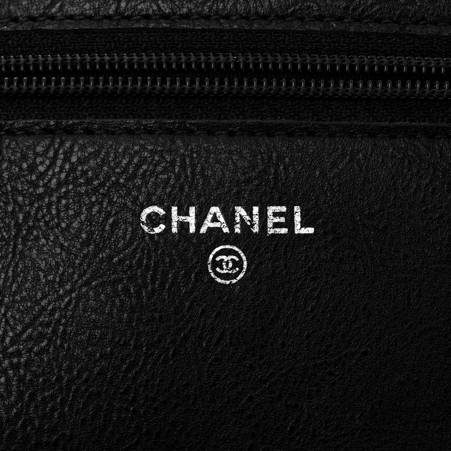 Calfskin Quilted Chain Around Boy Wallet On Chain WOC Black