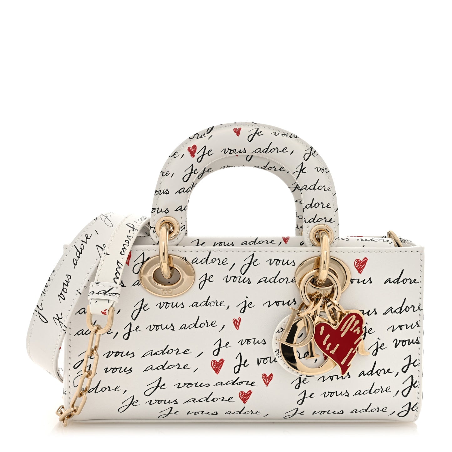 Calfskin Je Vous Adore Dioramour Small Lady D-Joy White Black Red
