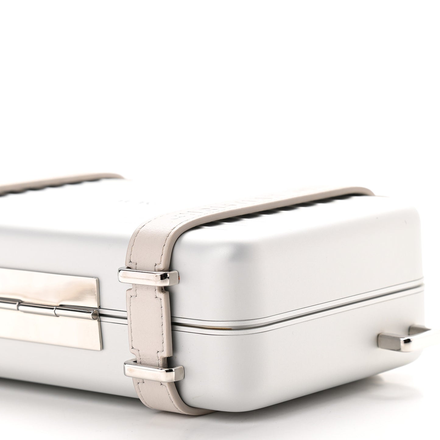 X RIMOWA Aluminum Personal Clutch On Strap Silver