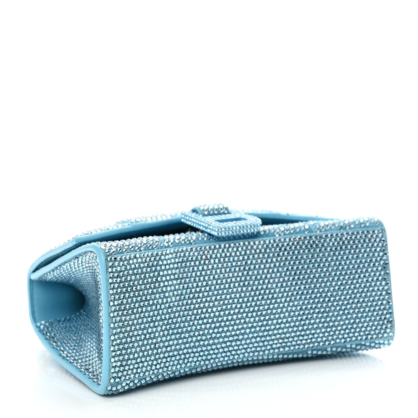 Strass Suede Hourglass Top Handle Bag XS Light Blue