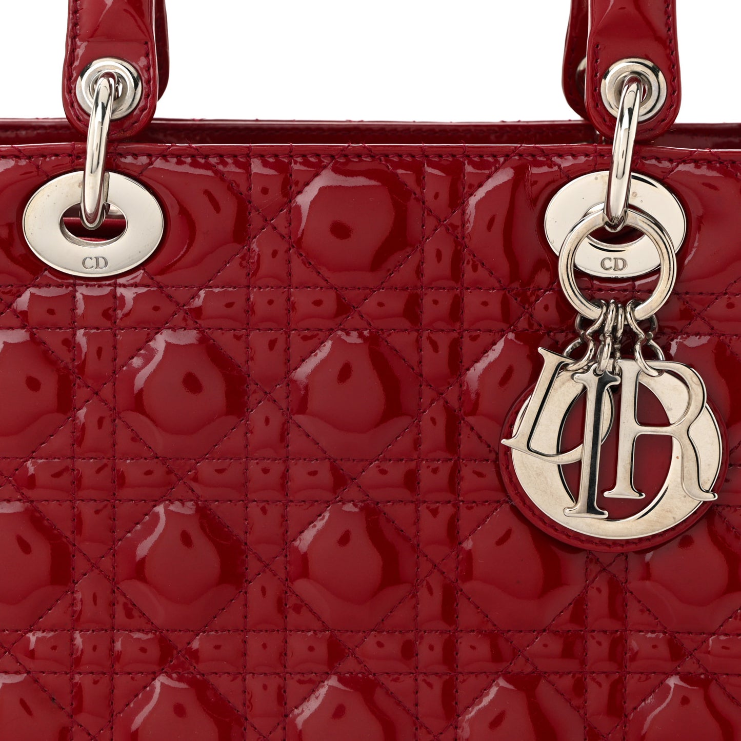 Patent Cannage Medium Lady Dior Red