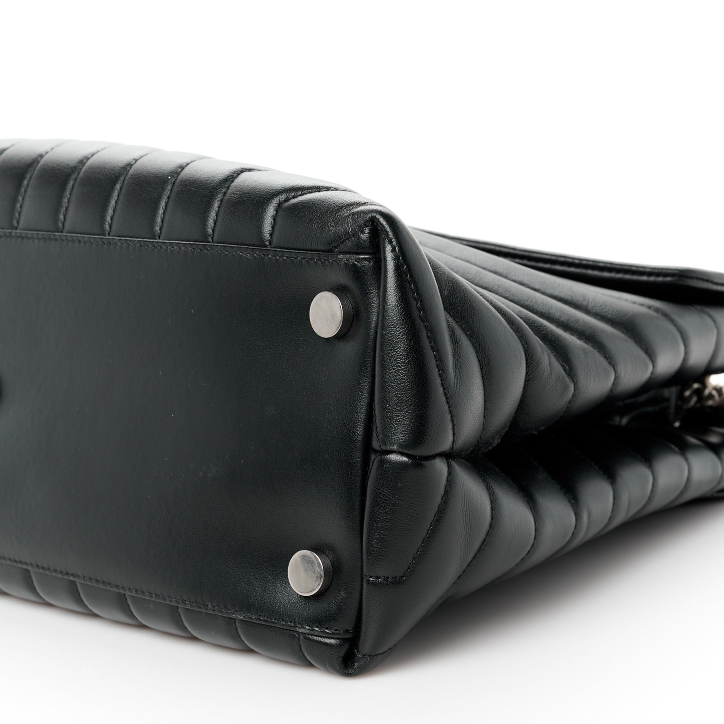 Calfskin Y Quilted Monogram Large Loulou Chain Satchel Black