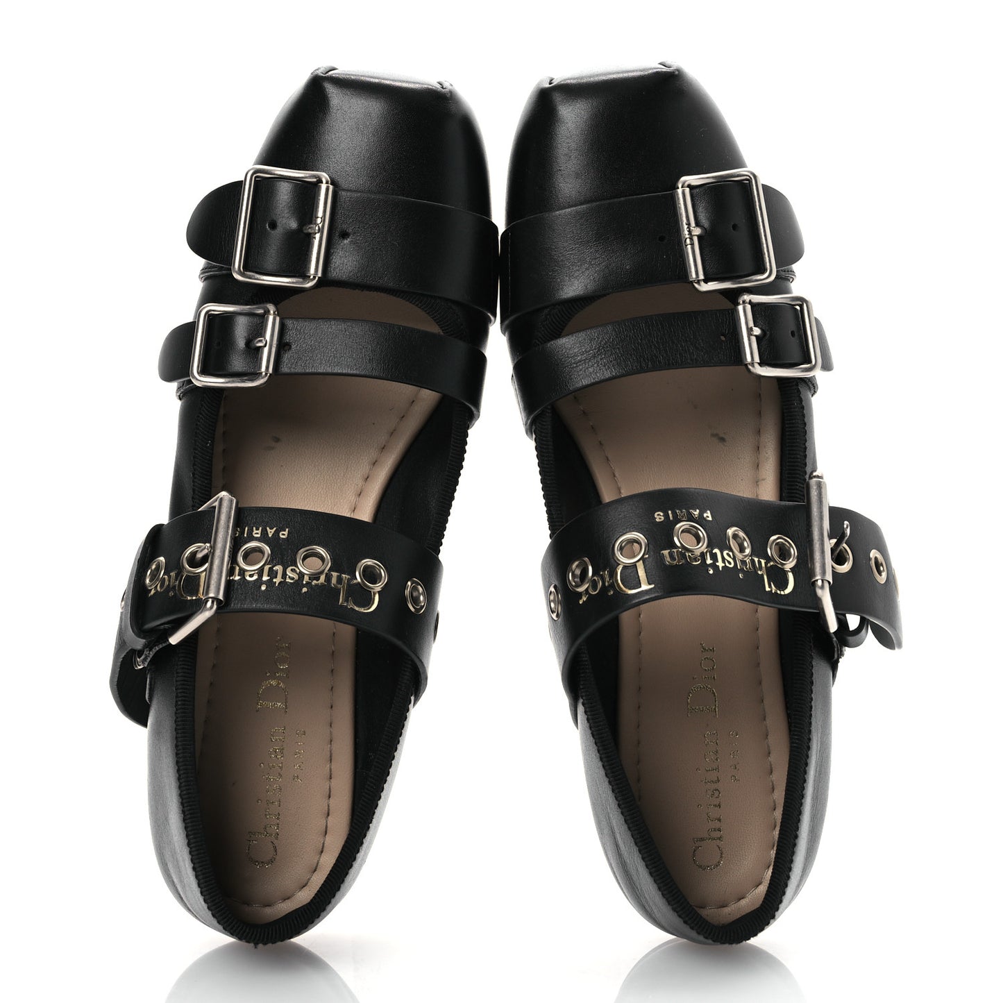 Calfskin Punk Ballet Flats 36 Black