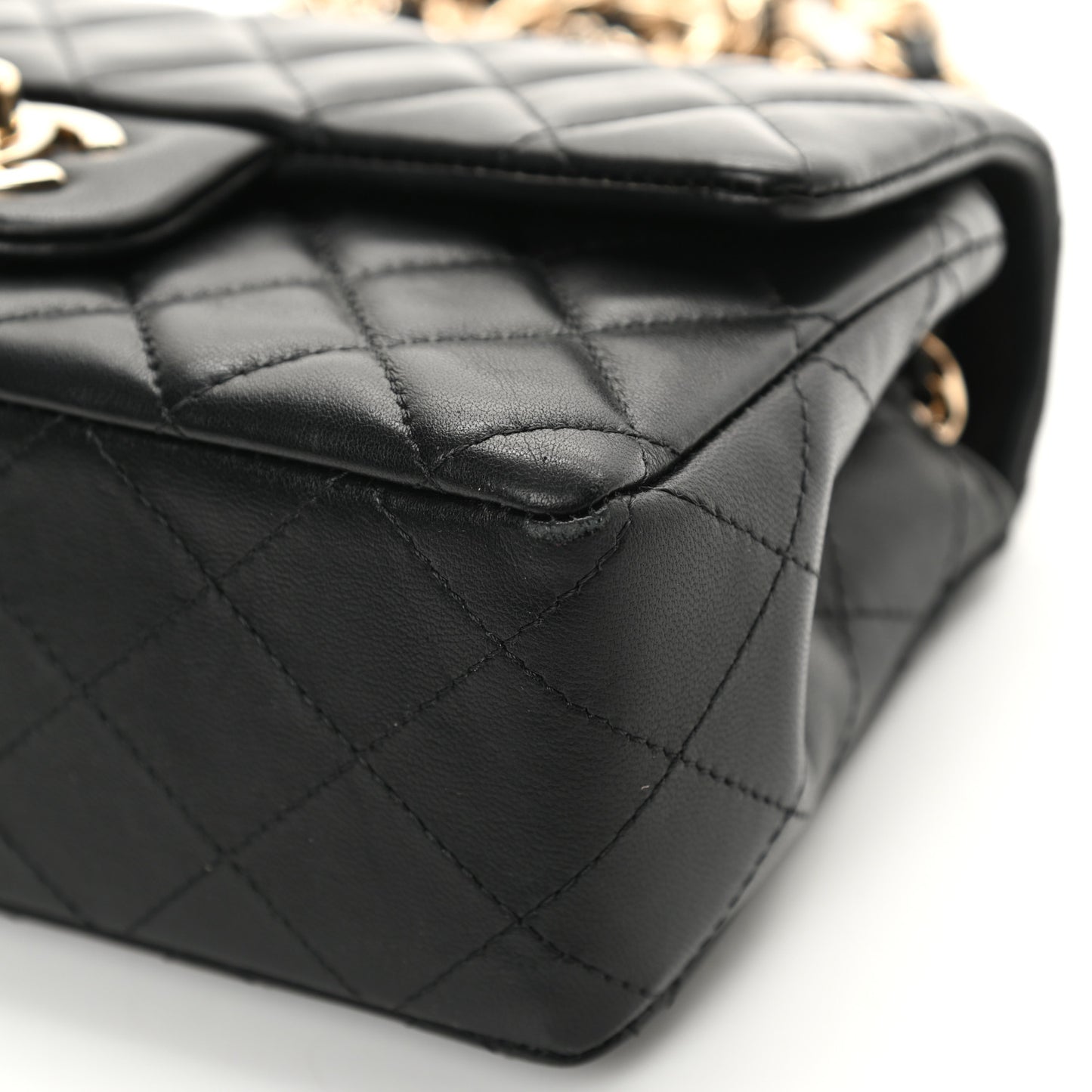 Lambskin Quilted Mini Coco Charms Rectangular Flap Black