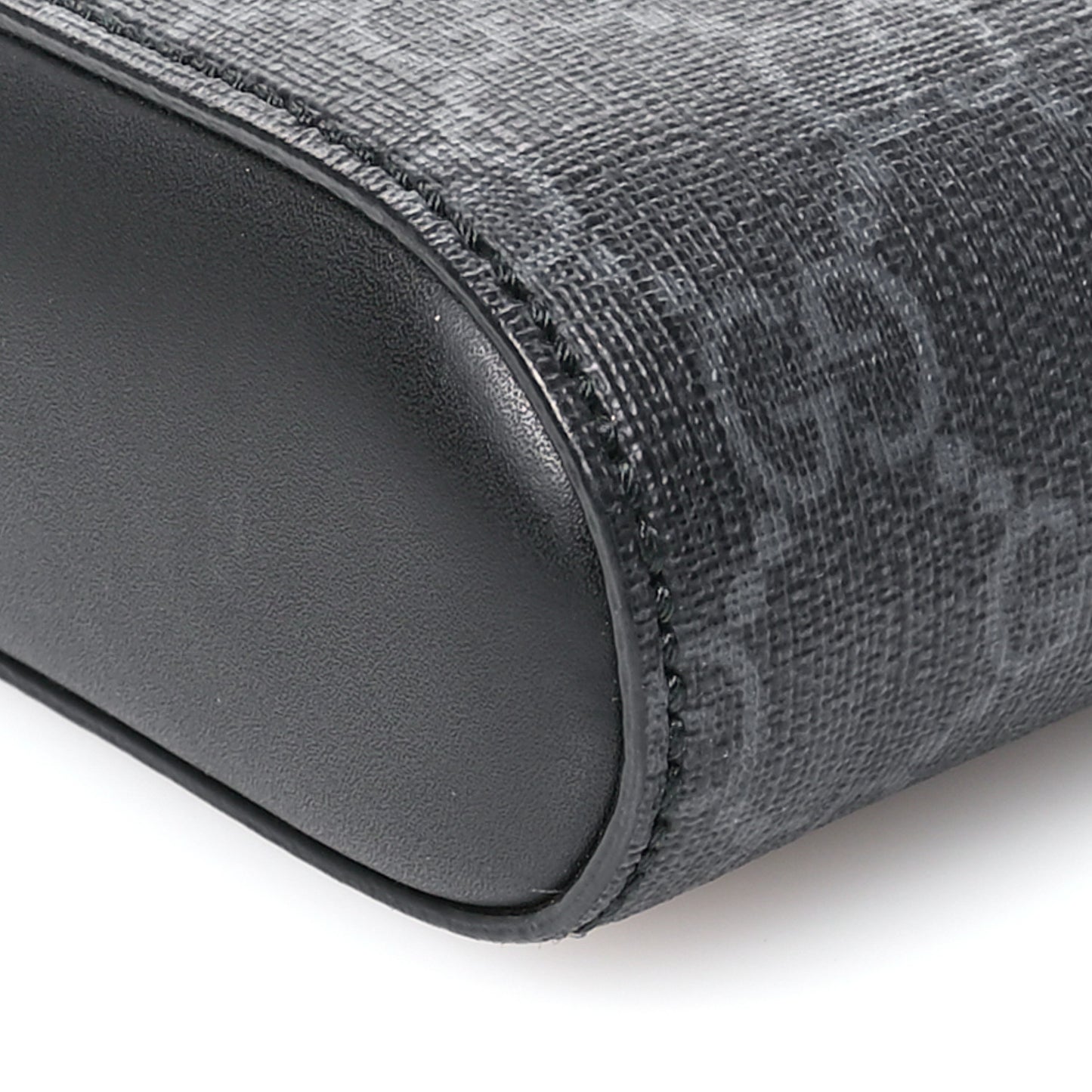 GG Supreme Monogram Appia Calfskin Web Flat Messenger Bag Black Grey