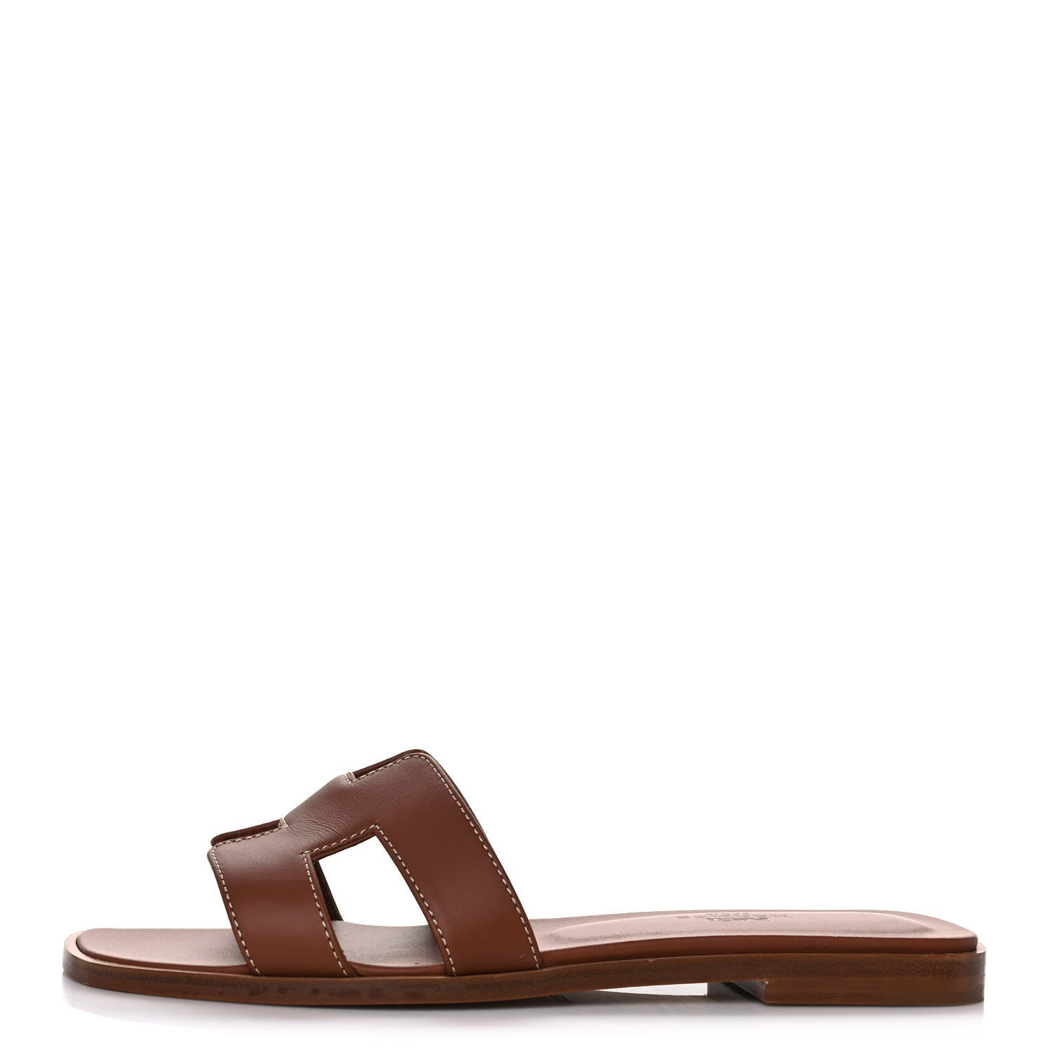 Hermes Box Calfskin Oran Sandals 35.5 Gold 1 of 8