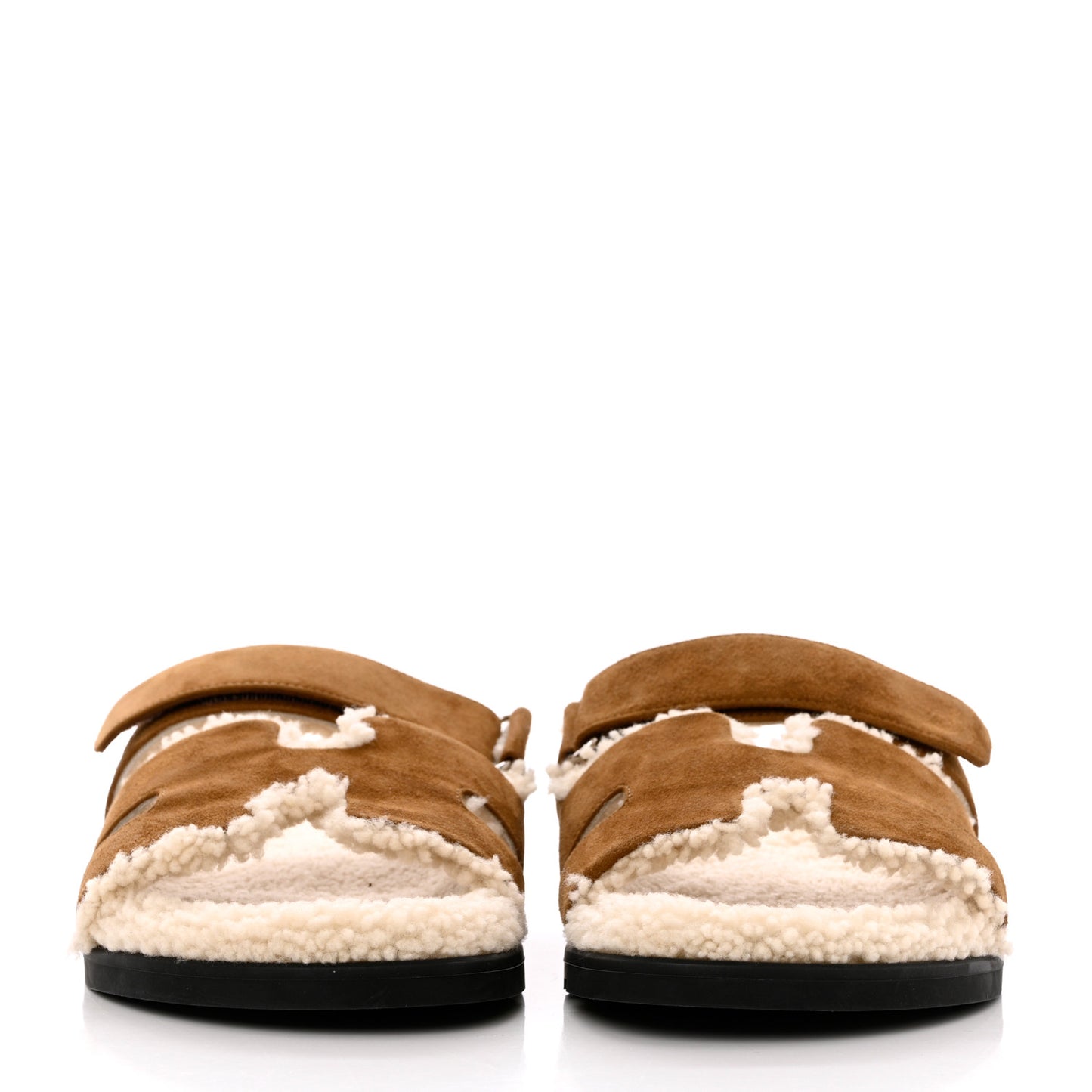 Suede Goatskin Woolskin Mens Chypre Sandals 43.5 Brun Fume Ecru