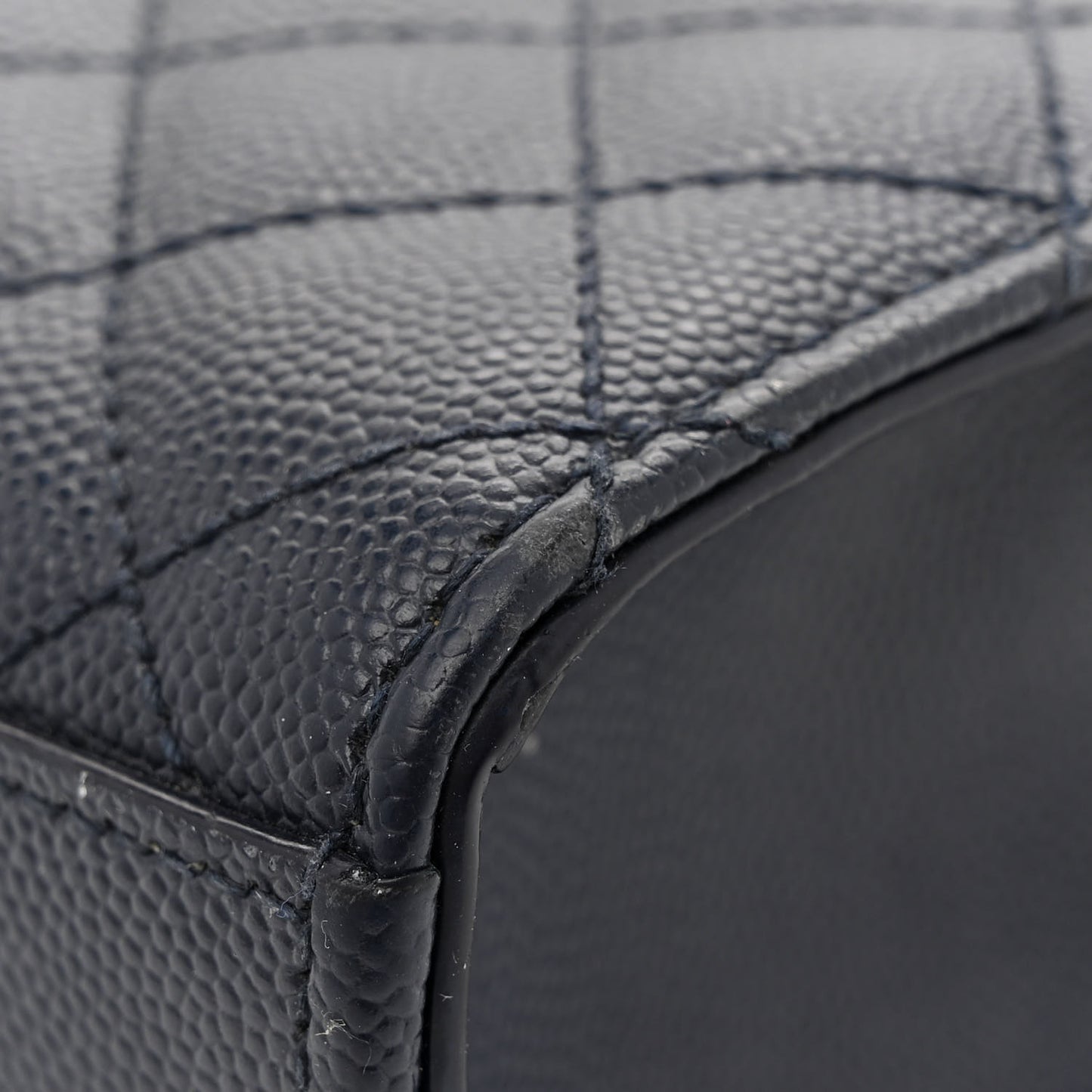 Grain De Poudre Textured Mixed Matelasse Triquilt Medium Monogram Satchel Deep Marine