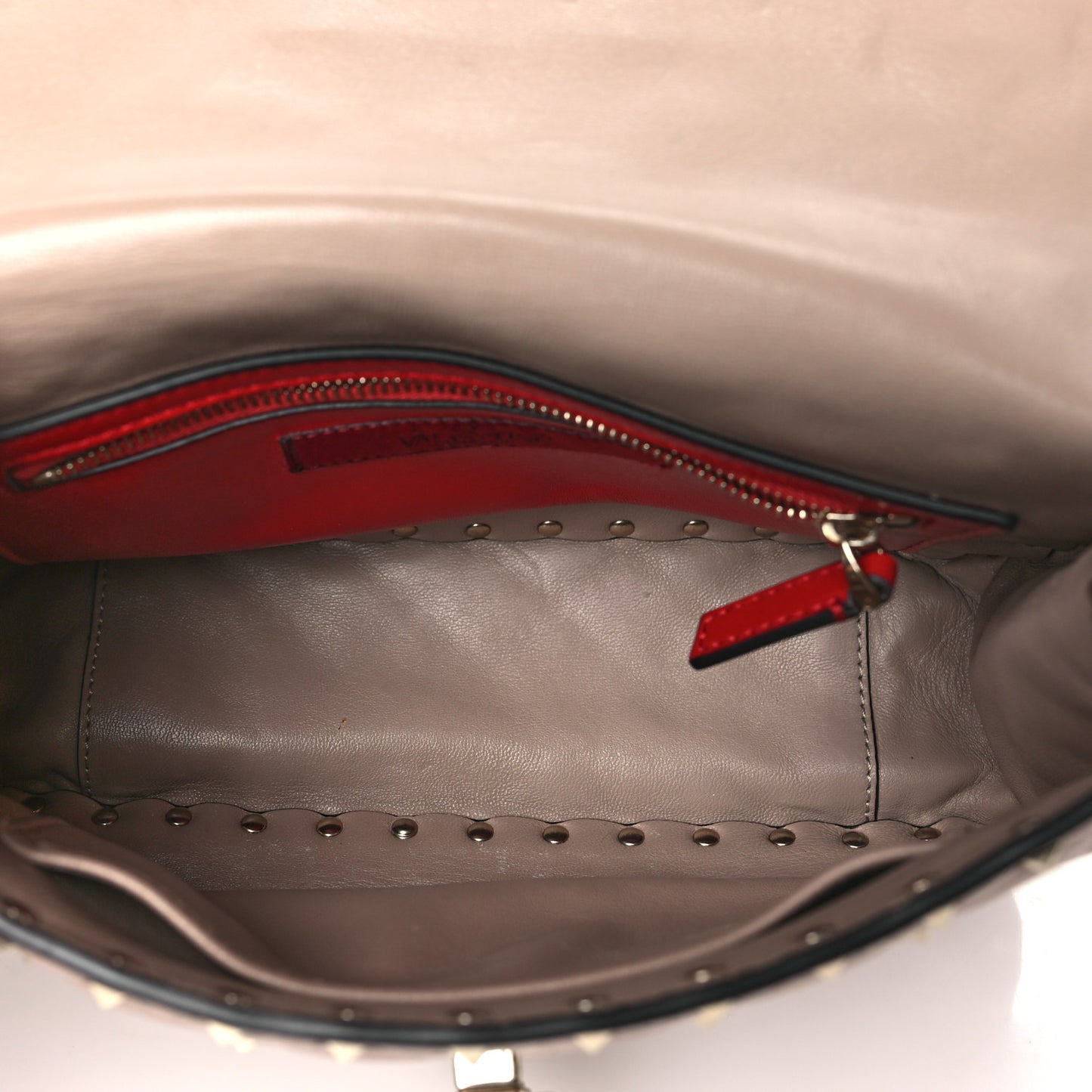 Lambskin Medium Rockstud Spike Shoulder Bag Poudre