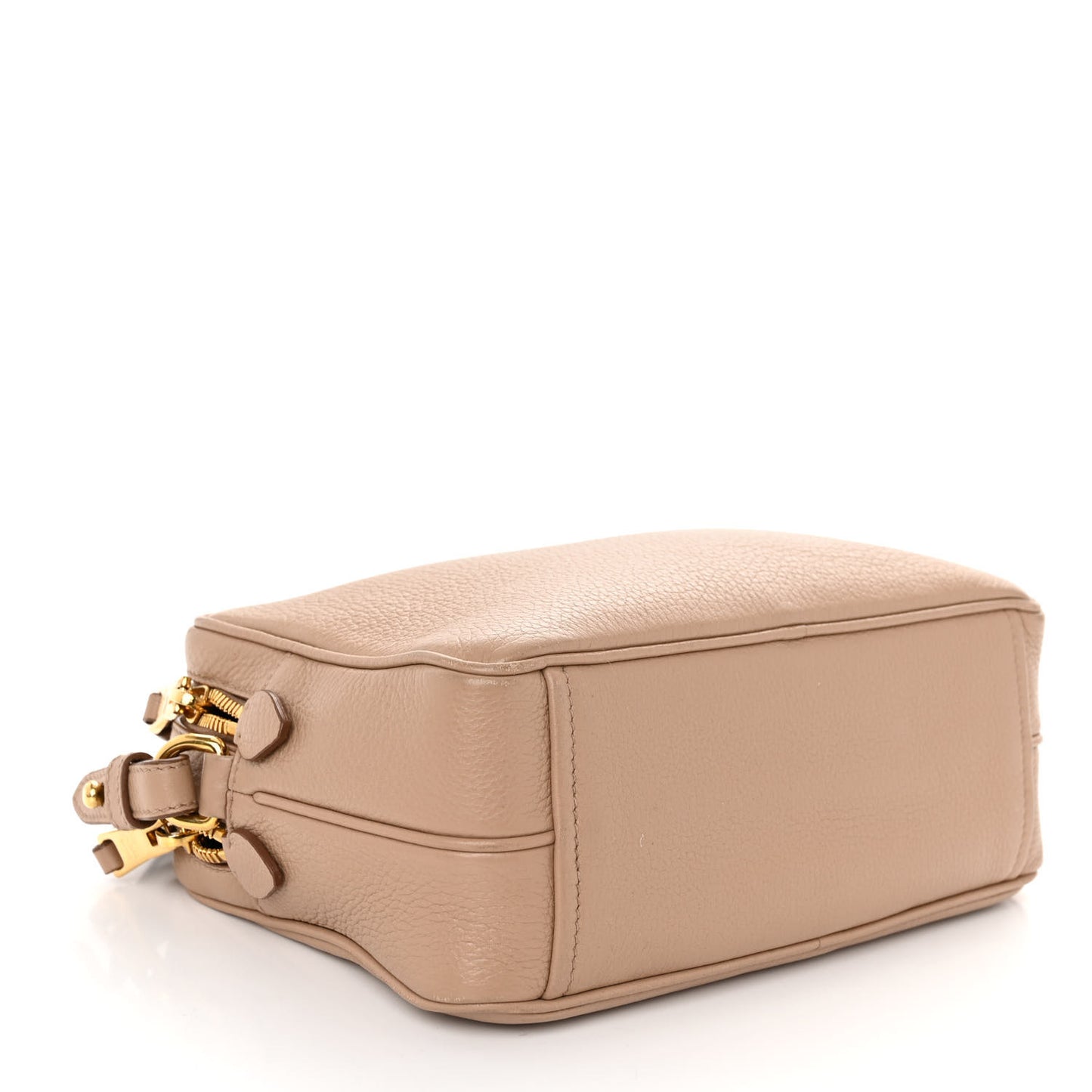 Vitello Daino Medium Double Zip Shoulder Bag Cammeo