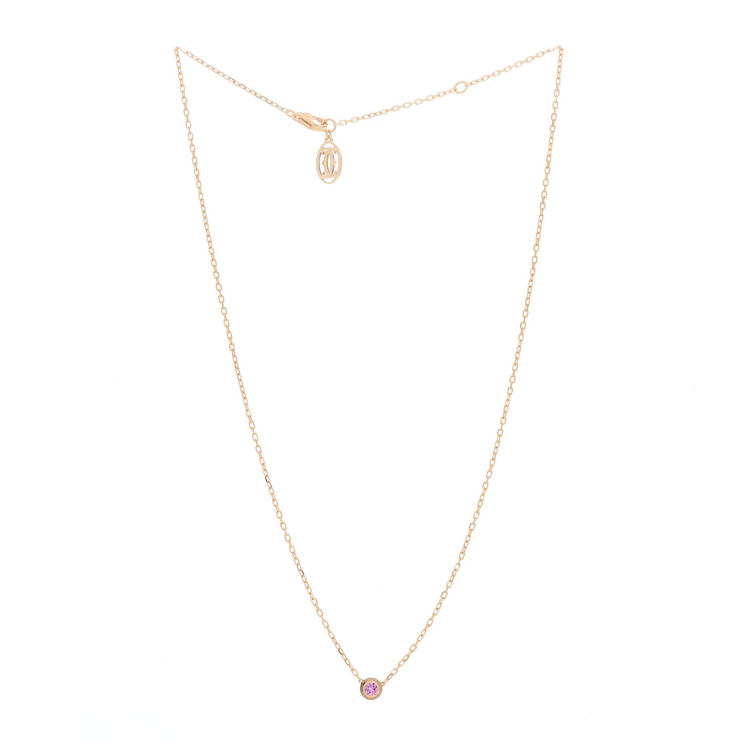 18K Pink Gold Pink Sapphire D'Amour Pendant Necklace