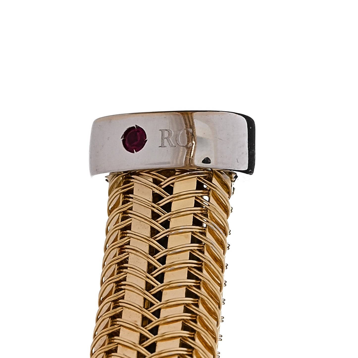 18K Yellow White Gold Diamond Woven Cuff Bracelet