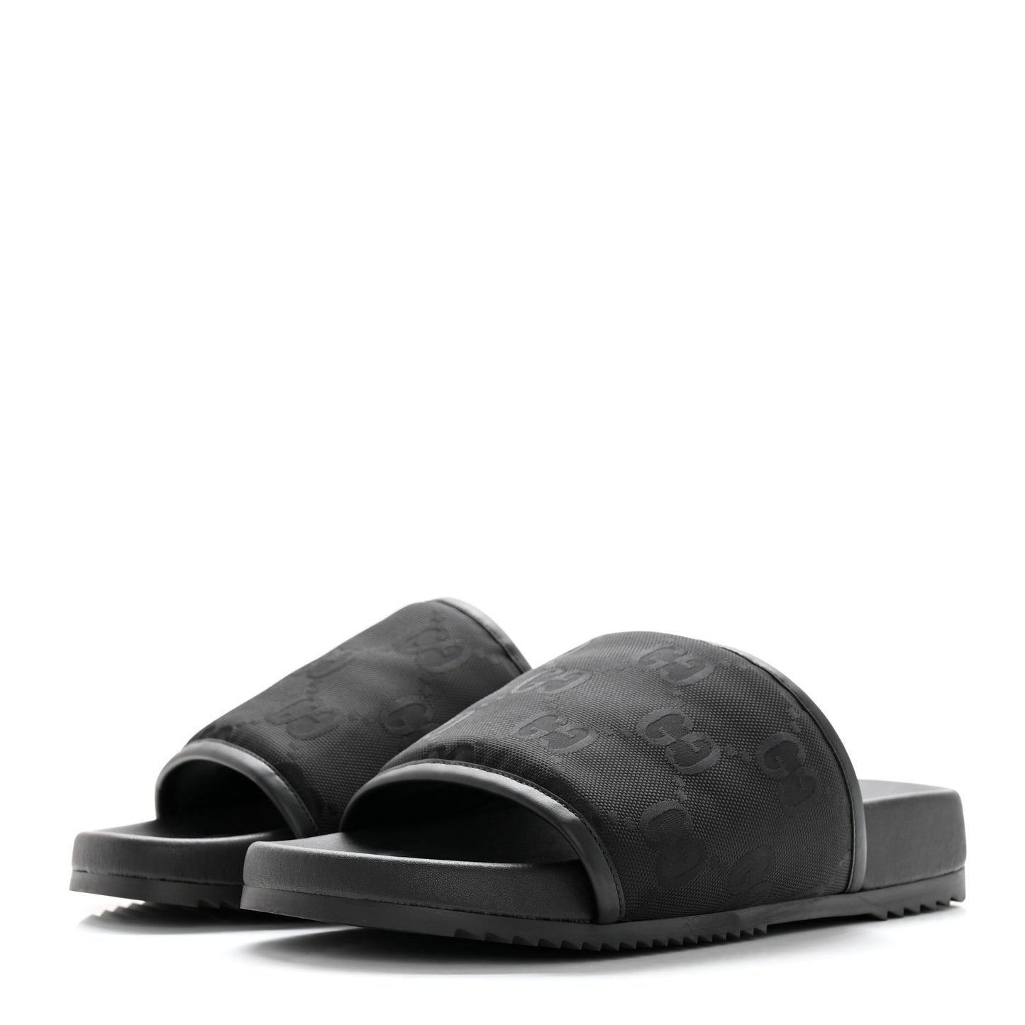 Econyl Nylon Demetra GG Monogram Mens Off the Grid Slide Sandals 9 Black