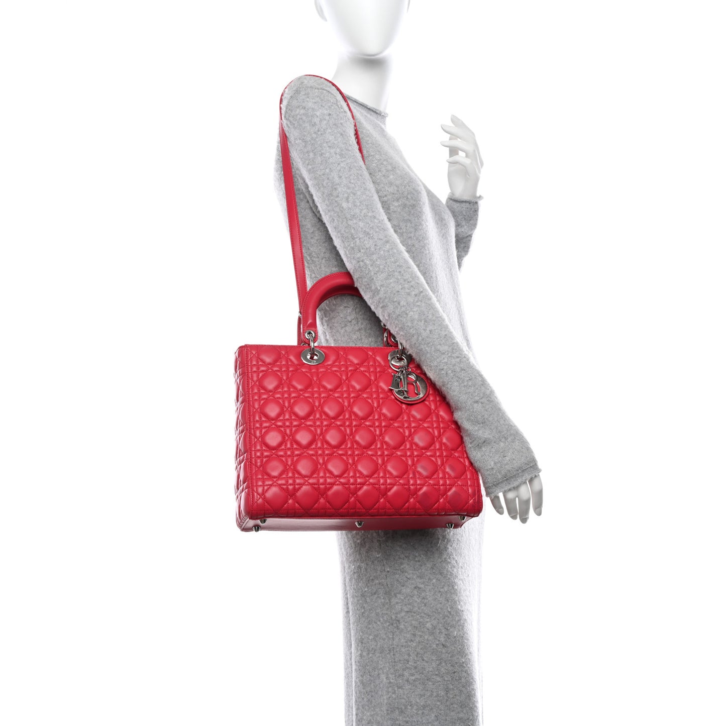 Lambskin Cannage Large Lady Dior Pink