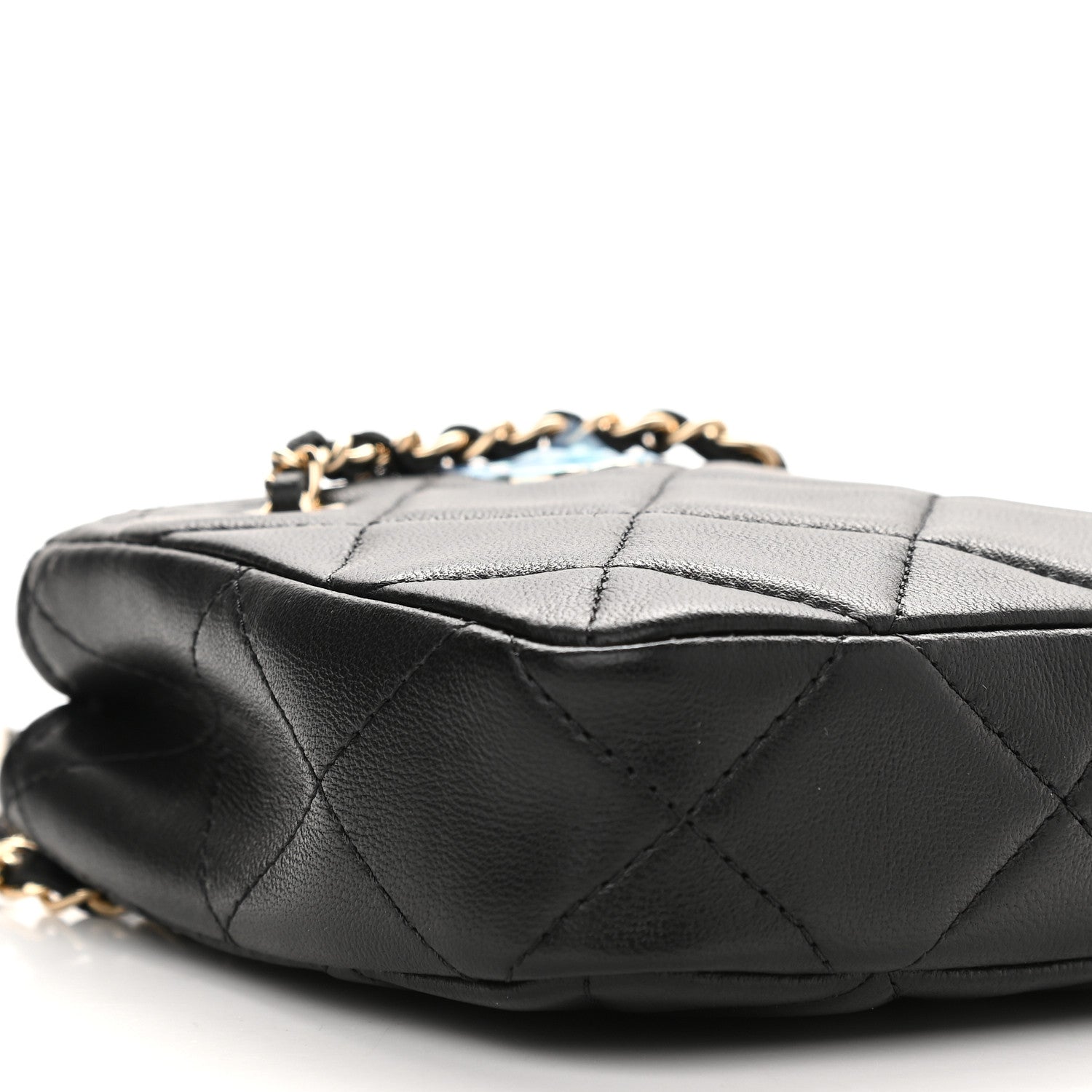 Chanel Lambskin Quilted Tiny Shopping Clutch With Chain Black 8 of 9