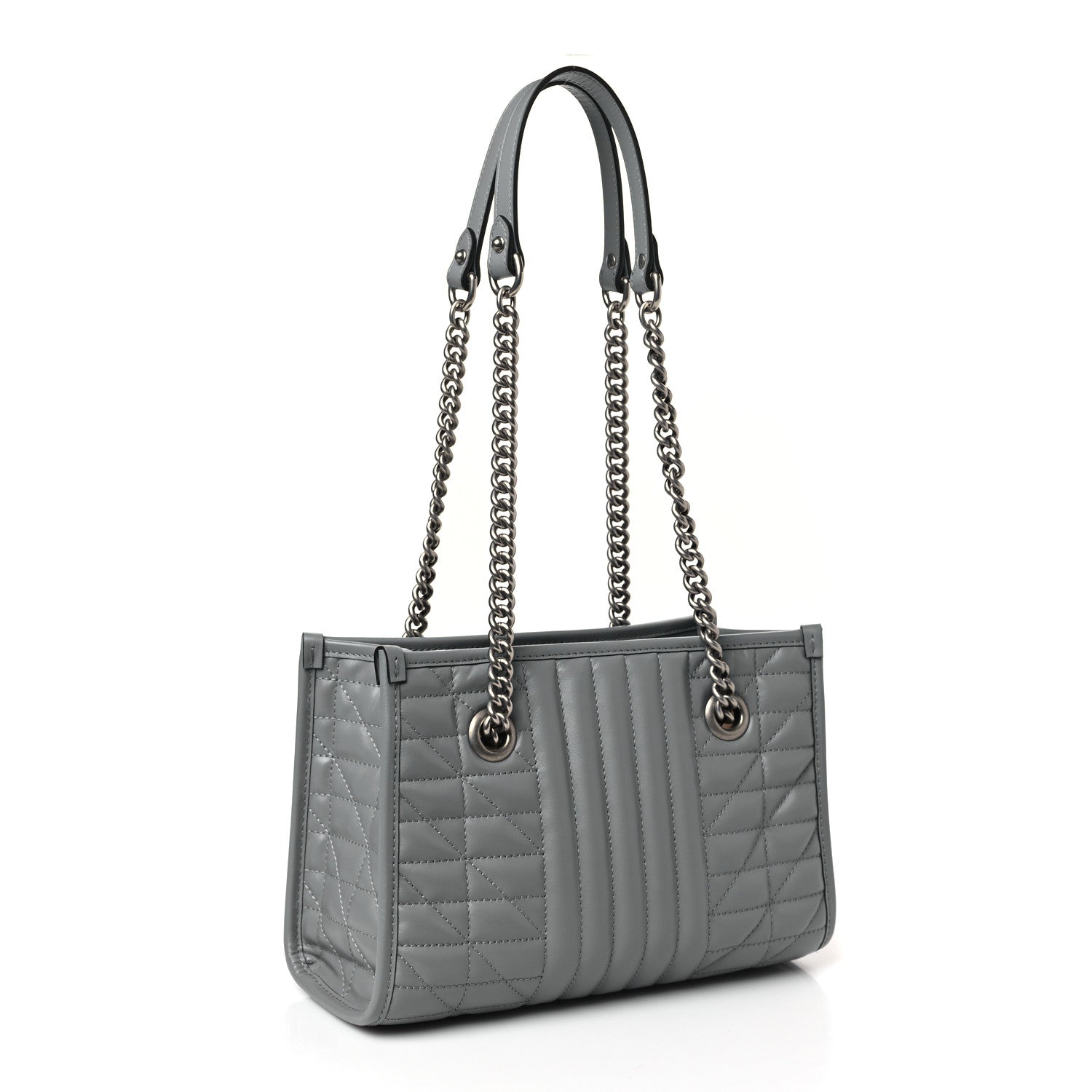 Gucci Calfskin Matelasse Aria Small GG Marmont Shoulder Tote Deep Grey 3 of 9