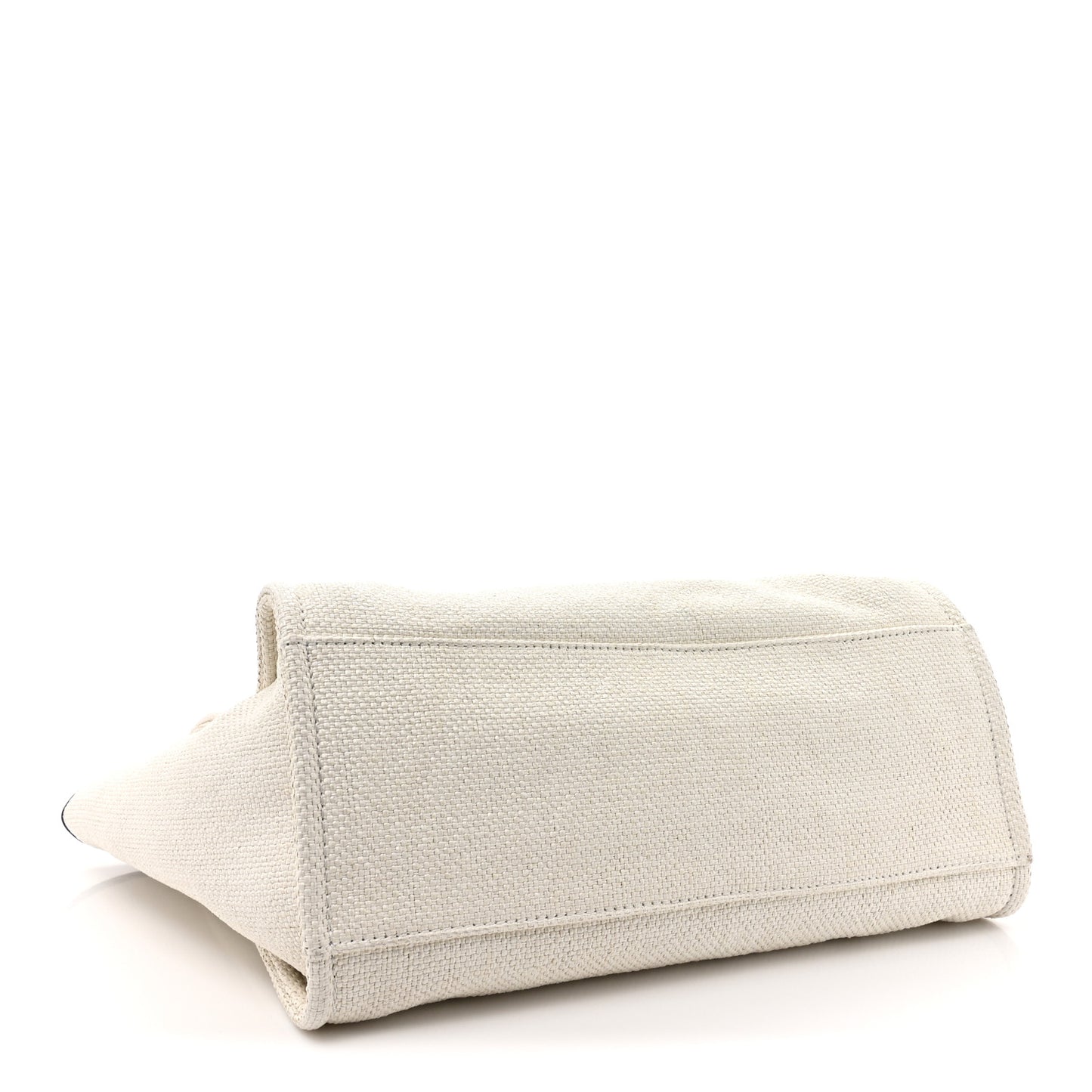 Woven Straw Raffia Medium Deauville Tote White Navy