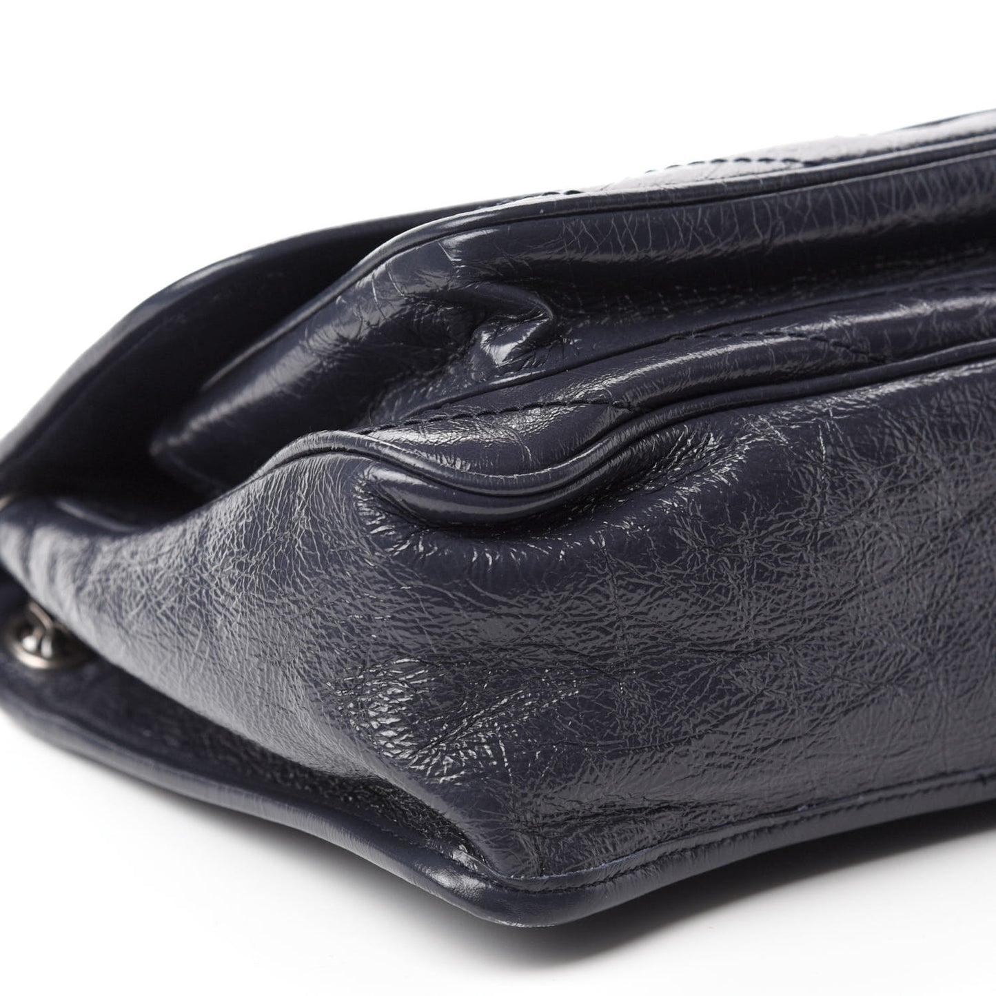 Crinkled Calfskin Matelasse Monogram Medium Niki Chain Satchel Deep Marine