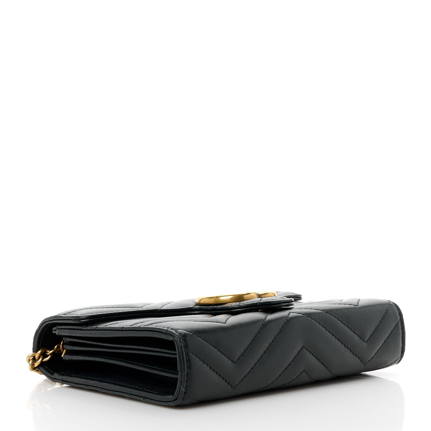 Calfskin Matelasse GG Marmont Chain Wallet Black