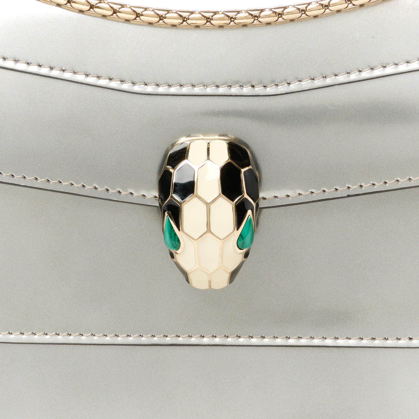 Metallic Calfskin Serpenti Forever Crossbody Bag Silver