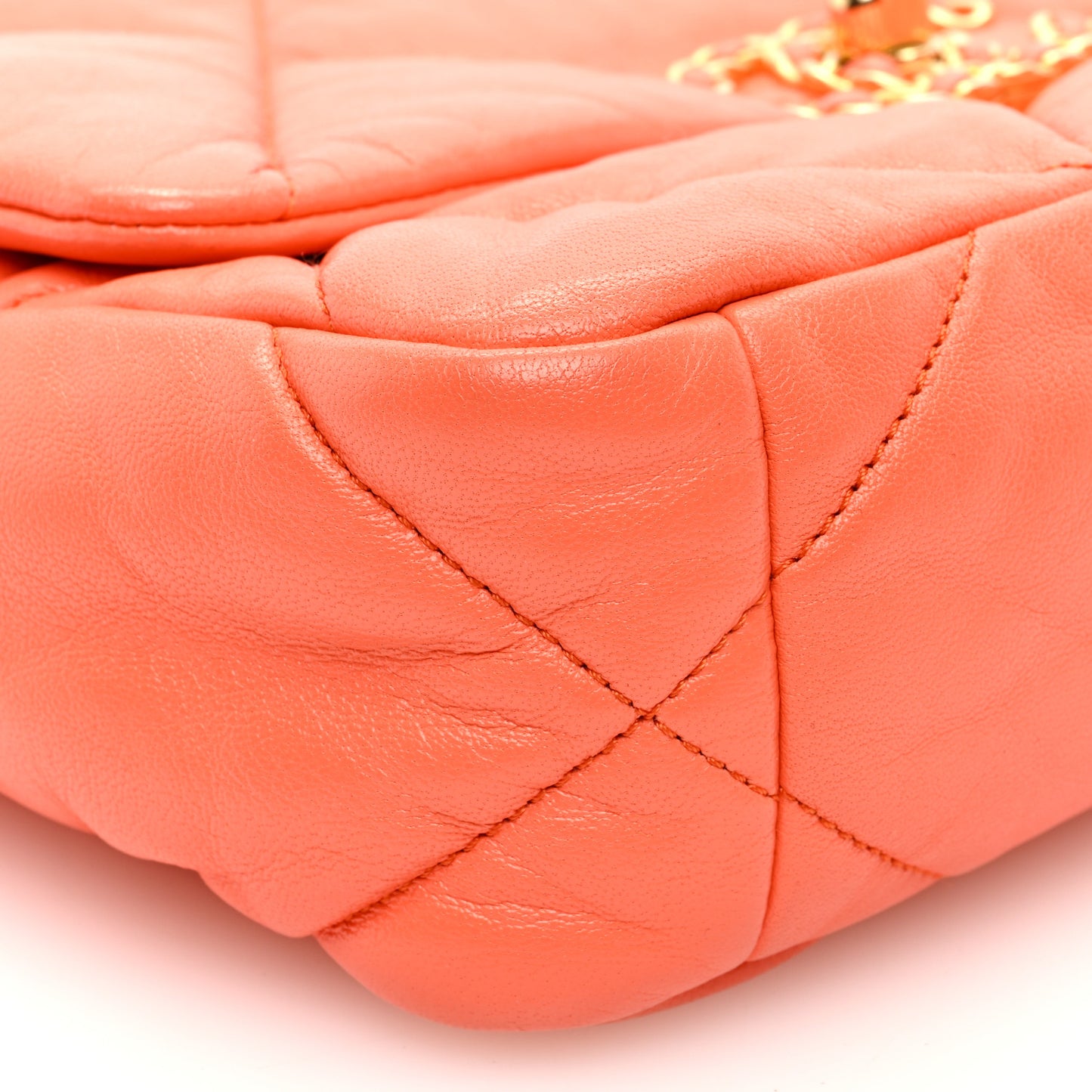 Goatskin Quilted Medium Chanel 19 Flap Orange