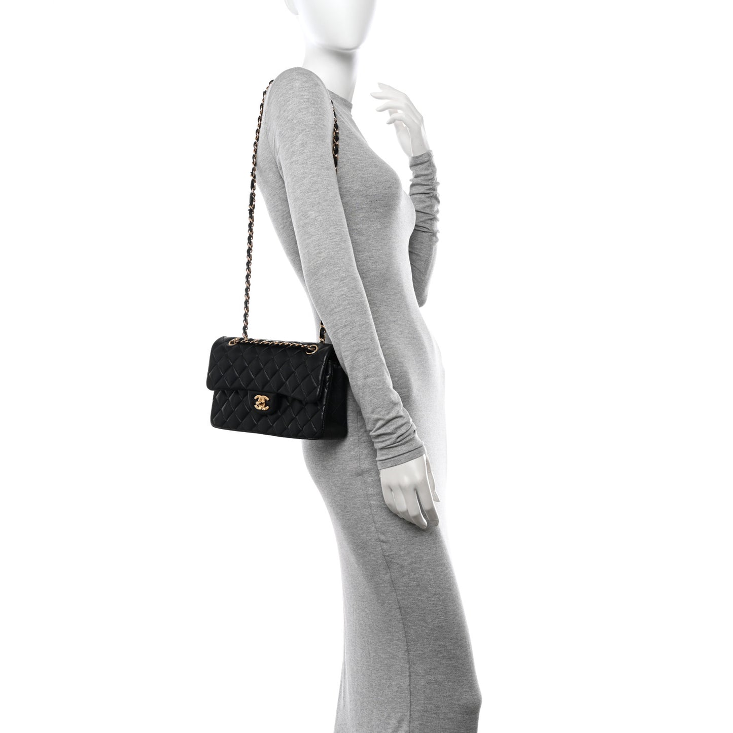 Lambskin Quilted Small Double Flap Black