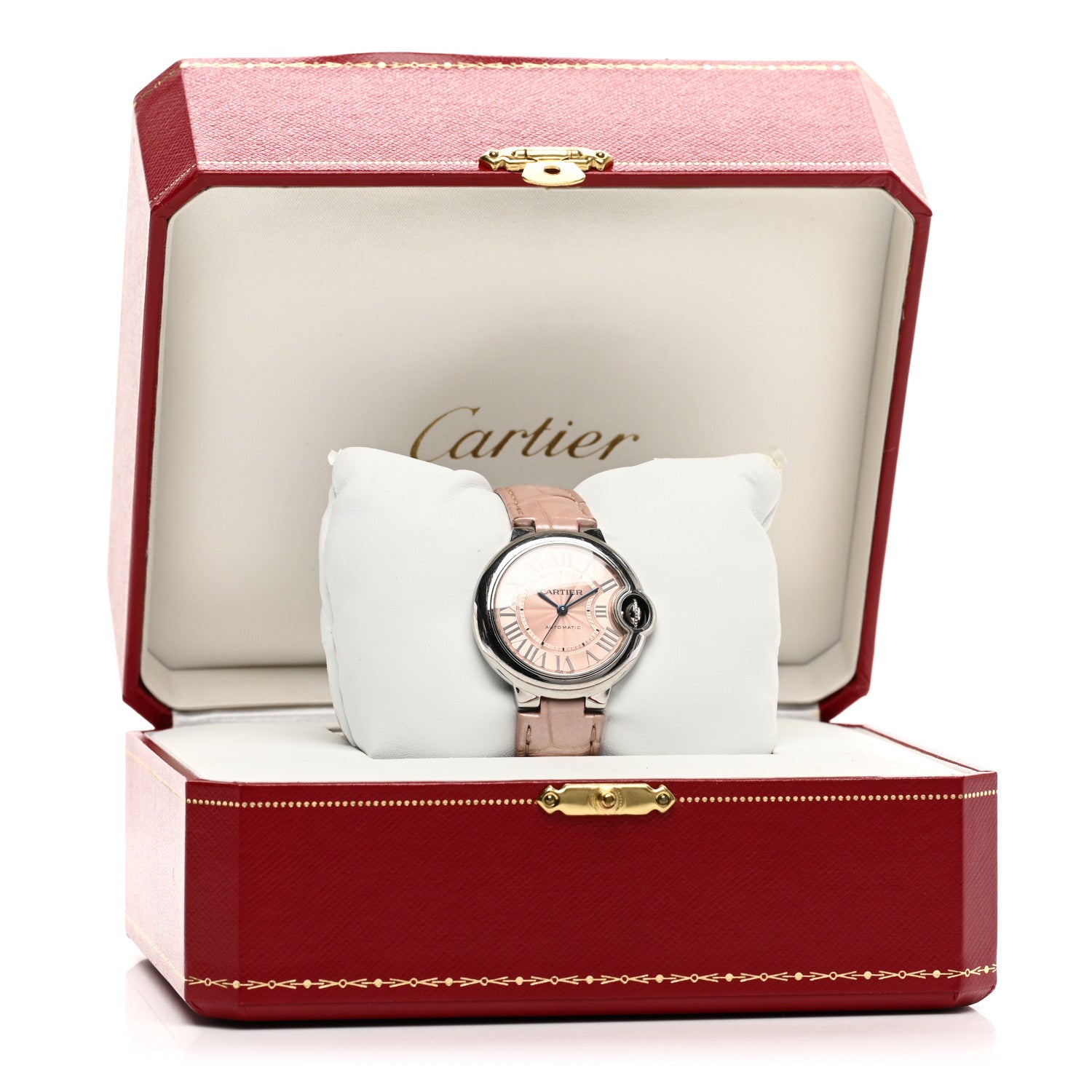 Cartier Stainless Steel Alligator 33mm Ballon Bleu De Cartier Automatic Watch Pink 5 of 5