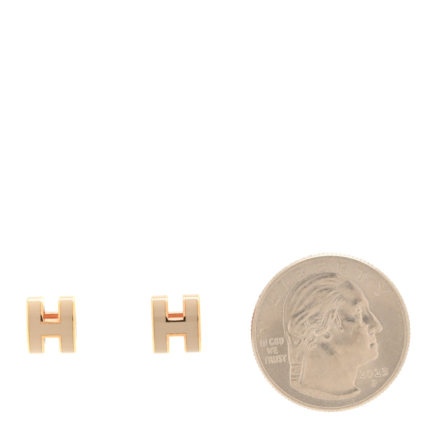 Gold Lacquered Mini Pop H Earrings Marron Glace