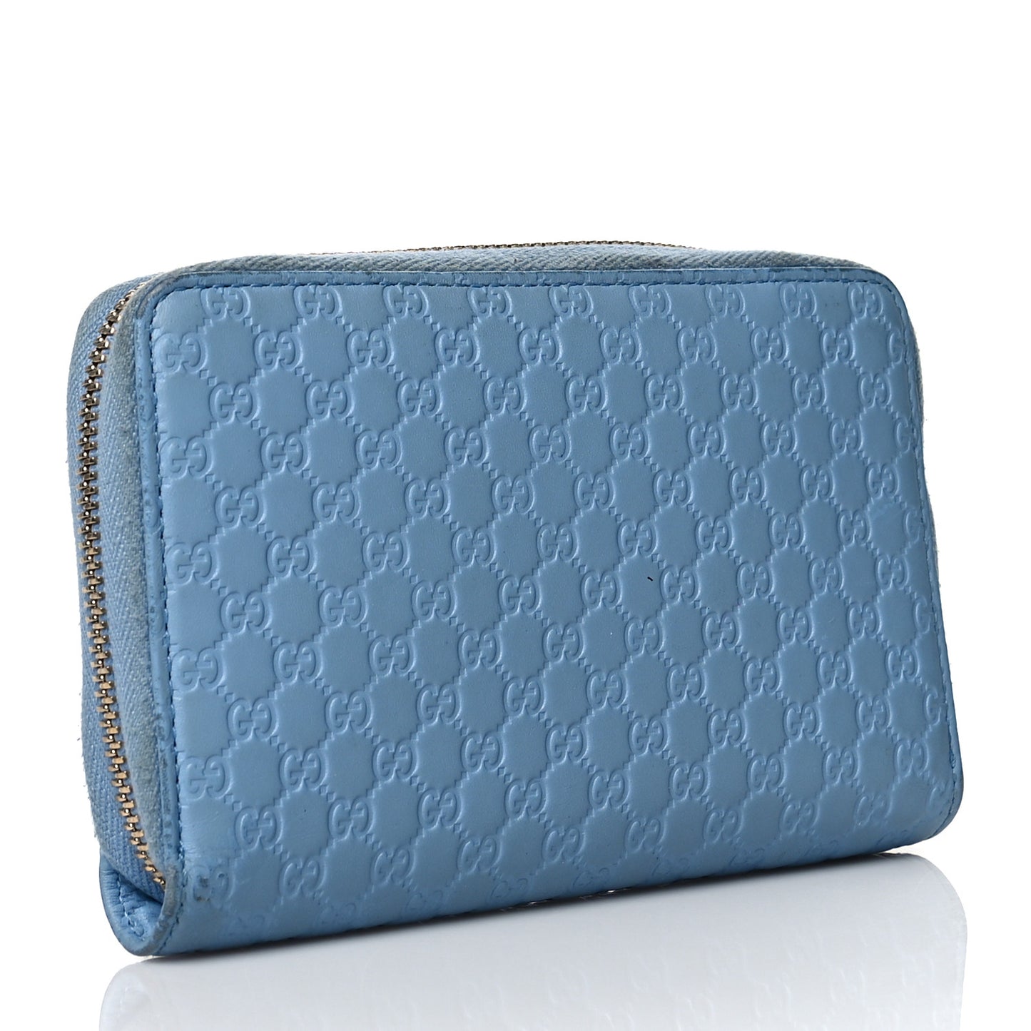 Soft Microguccissima Zip Around Organizer Wallet Mineral Blue