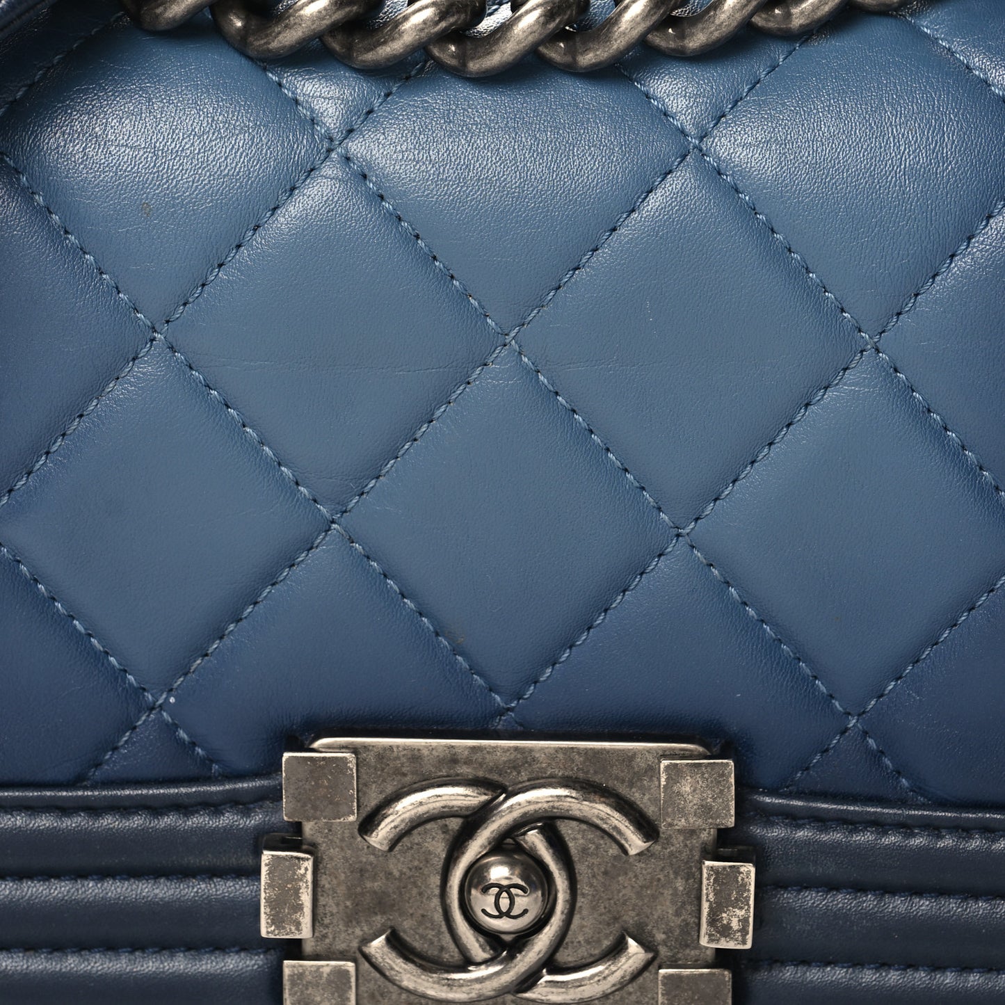 Calfskin Ombre Faded Quilted Small Boy Flap Blue