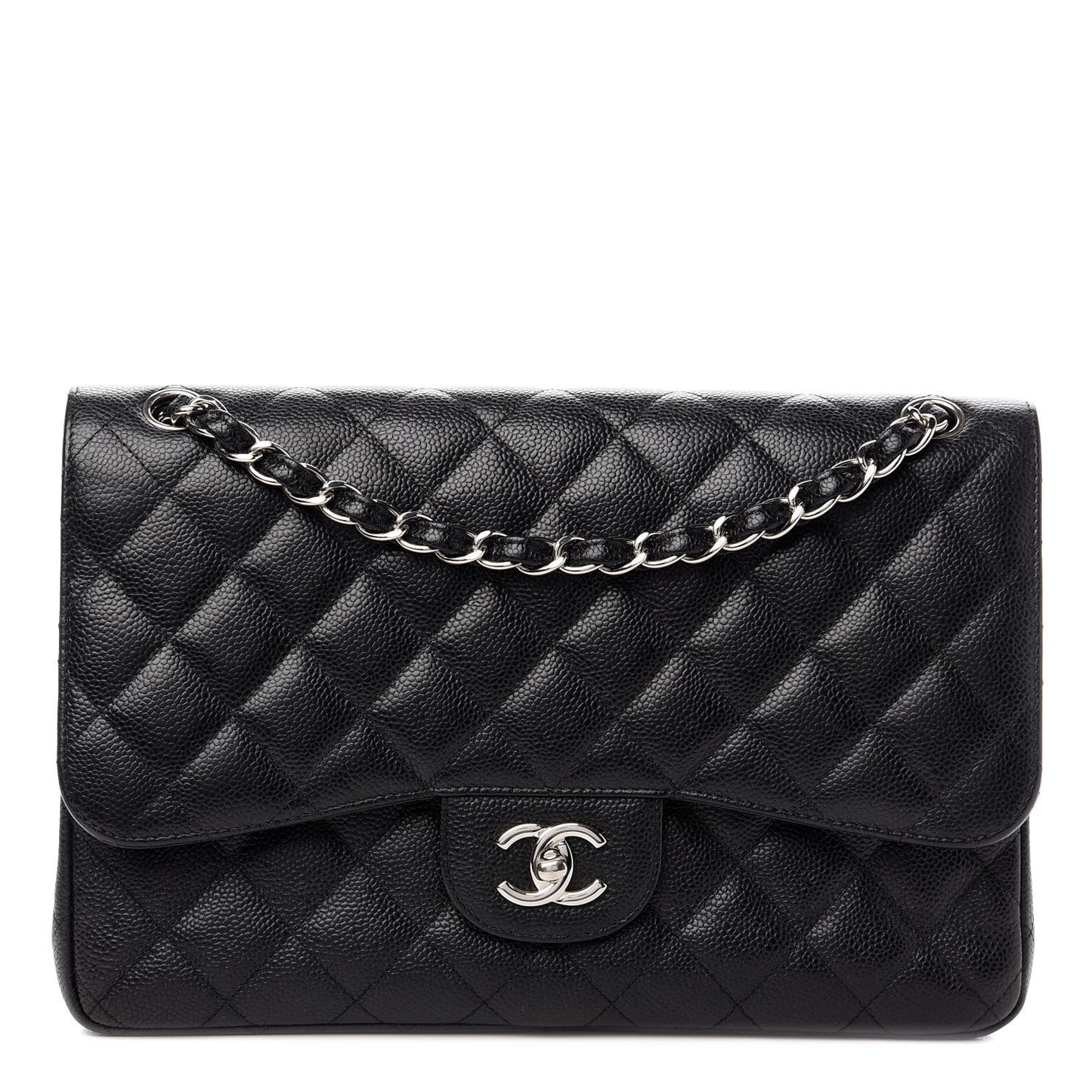 Caviar Quilted Jumbo Double Flap Black